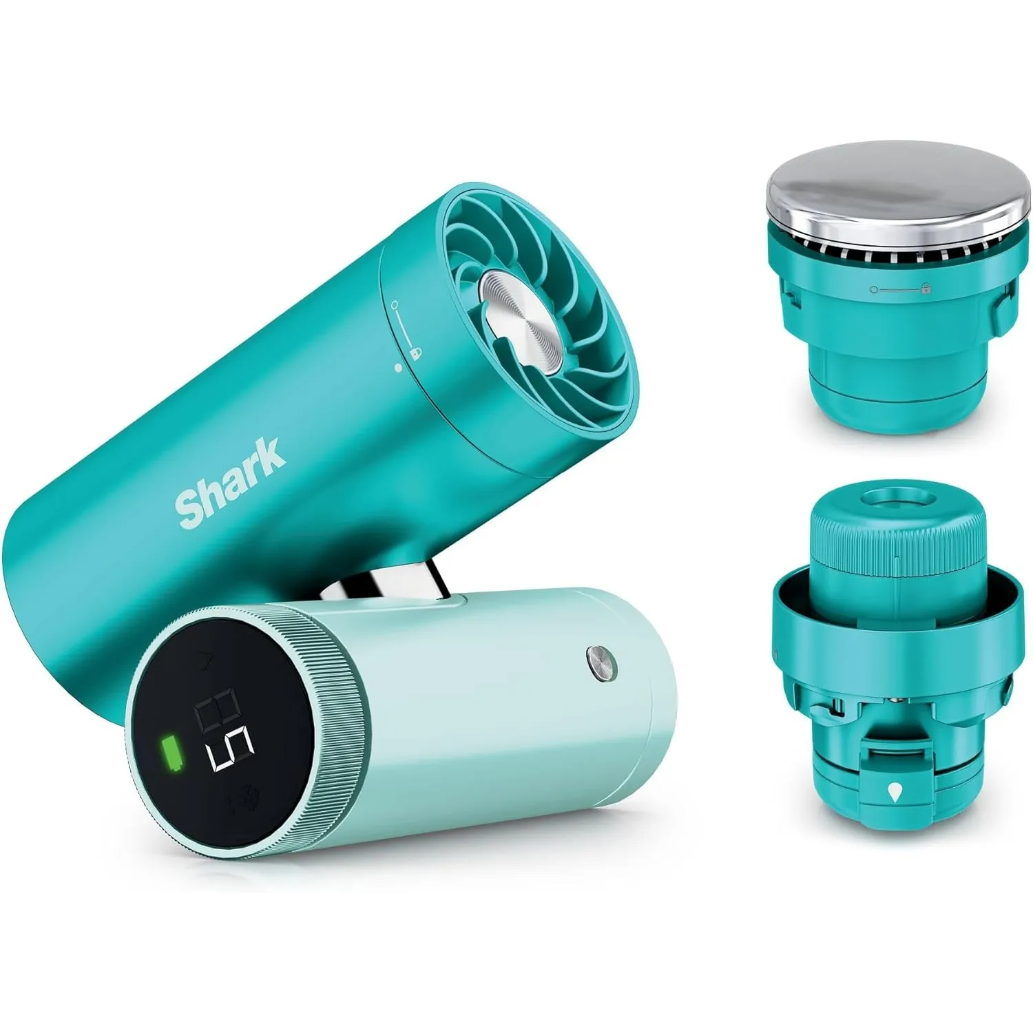 Shark ChillPill 3-in-1-Hochgeschwindigkeits-Handventilator-, Sprühnebel- und InstaChill-System, mit 3 Kühlaufsätzen, re…