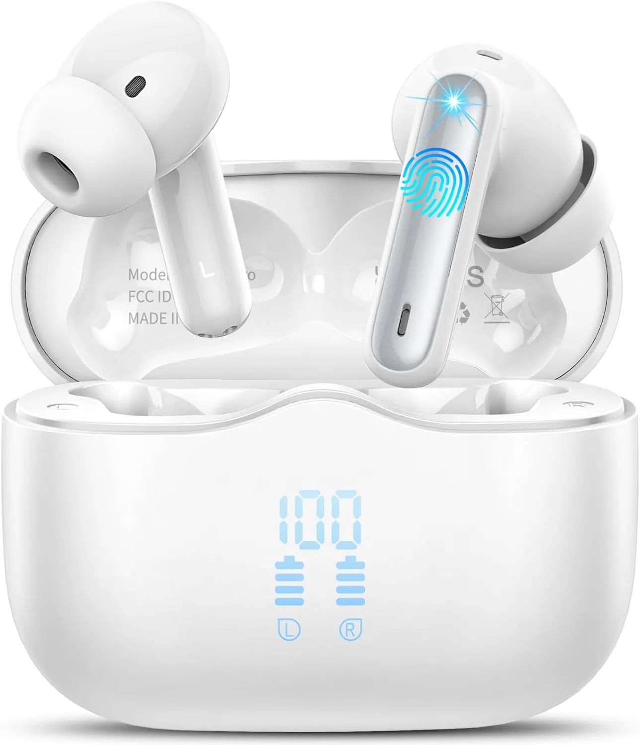 Kabellose Bluetooth Kopfhörer, in ear Kopfhörer Bluetooth 5.4 mit 4 ENC Noise Cancelling Mics, Tiefer Bass 40Std Spielz…