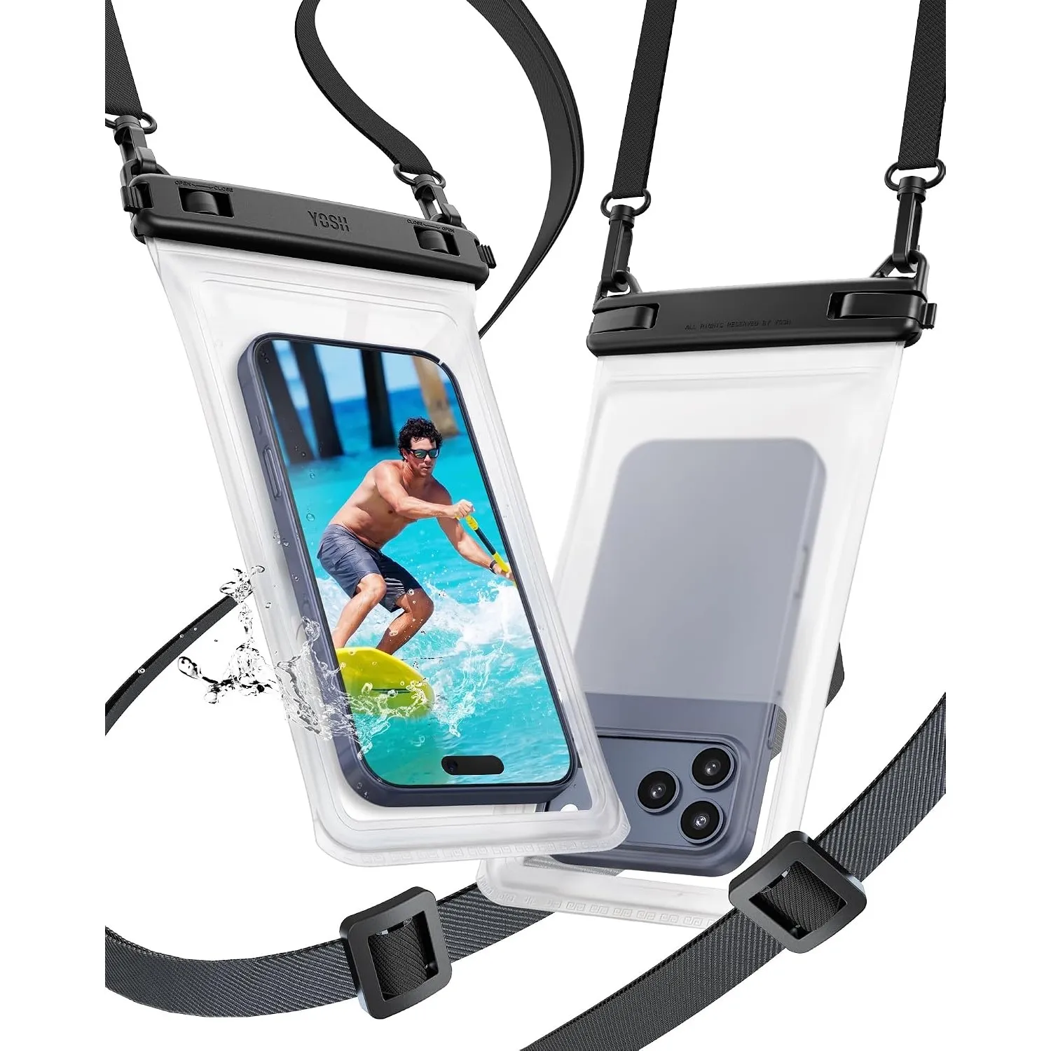 YOSH wasserdichte Handyhülle [Nahtloses 3D-Gehäuse] 2 Stück, bis zu 7,5"