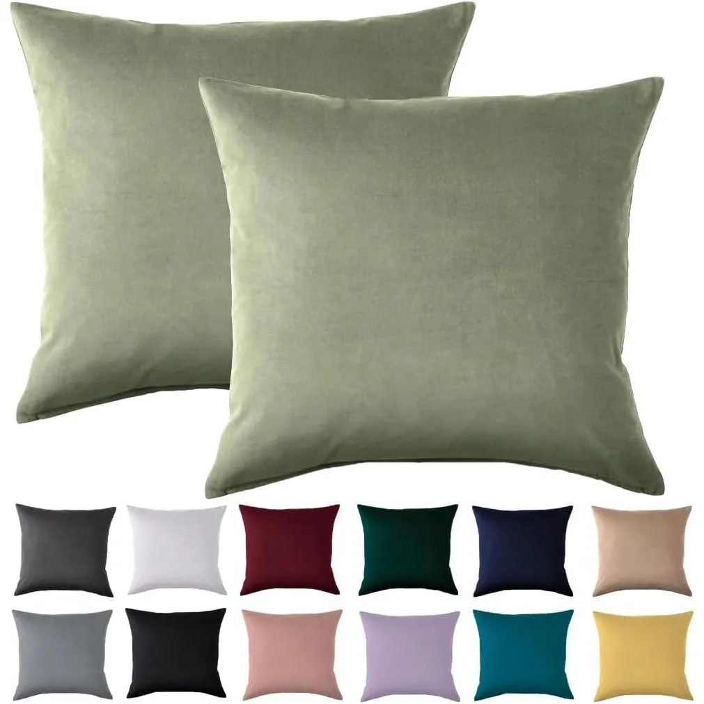 Kissenbezug 50 x 50 2er Set - Kopfkissenbezug 50x50 Salbeigrün Für Kissen 100% Mikrofaser Kissenhülle Bügelfrei & Knitt…