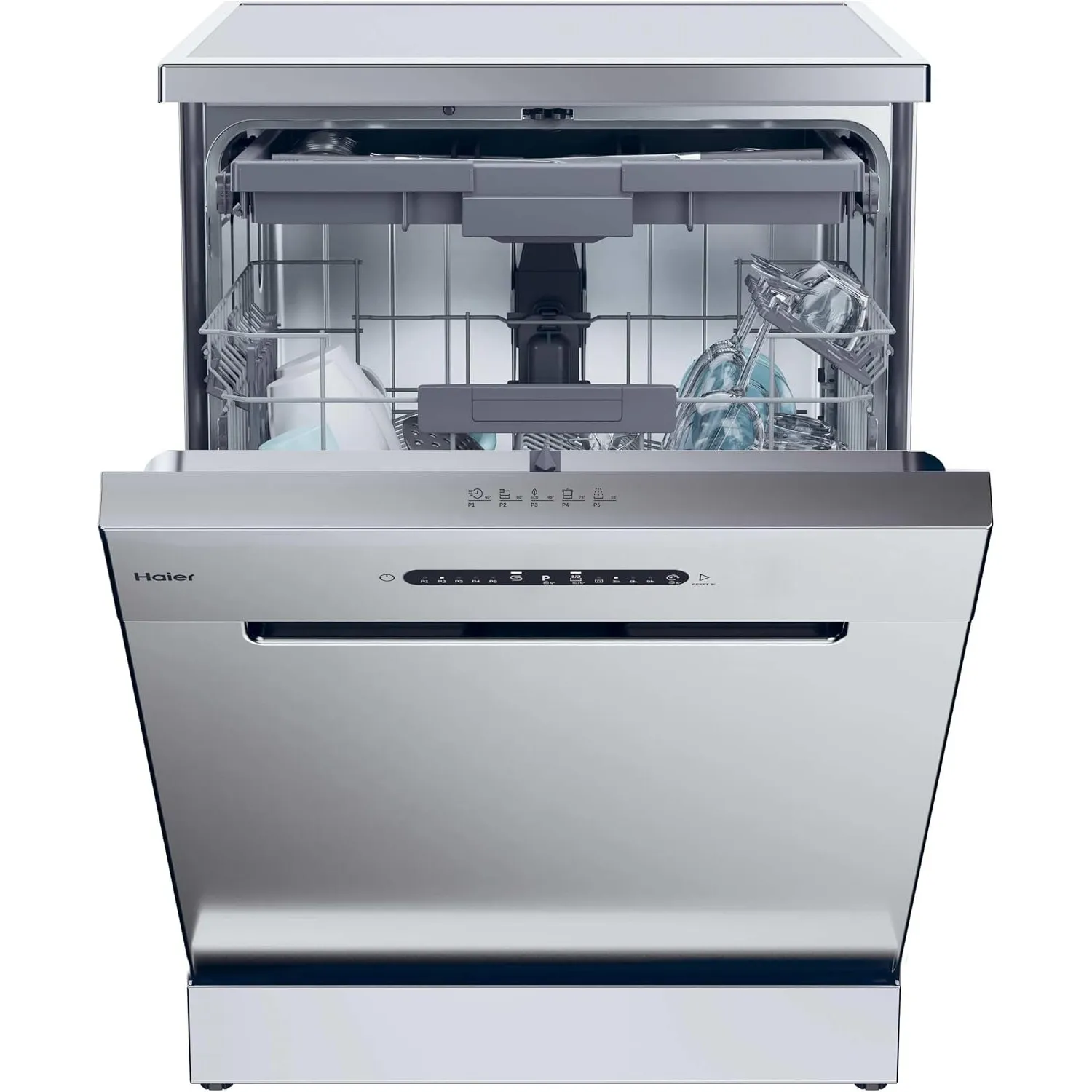 Haier Geschirrspüler freistehend 60 cm I Washlens Plus Series 2 I 14 Maßgedecke, 5 Programme, Aquastop-Schlauch, Bestec…