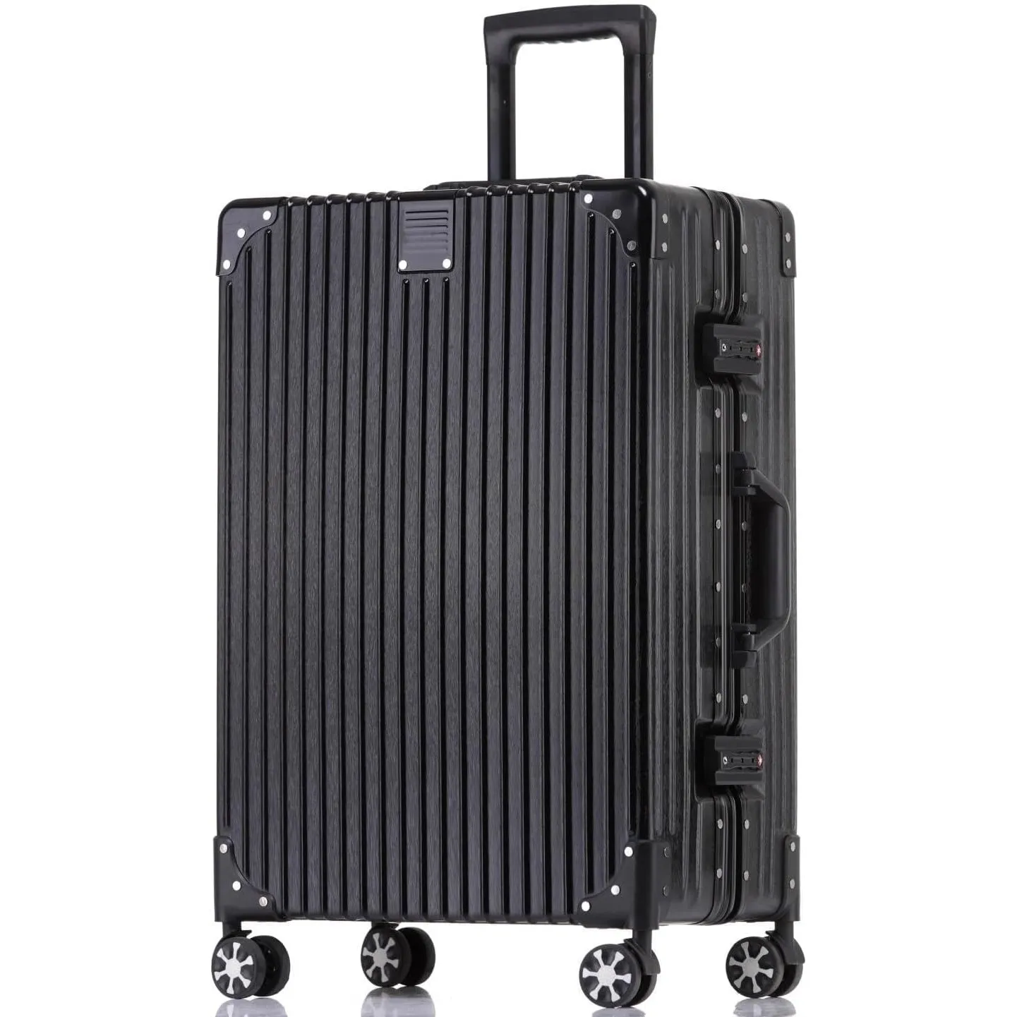 Aoliwei Aluminiumrahmen Koffer XXL (77cm) – Robuster 100% PC Hartschalen-Trolley in Metall-Optik, 90L Extra Großer Reis…