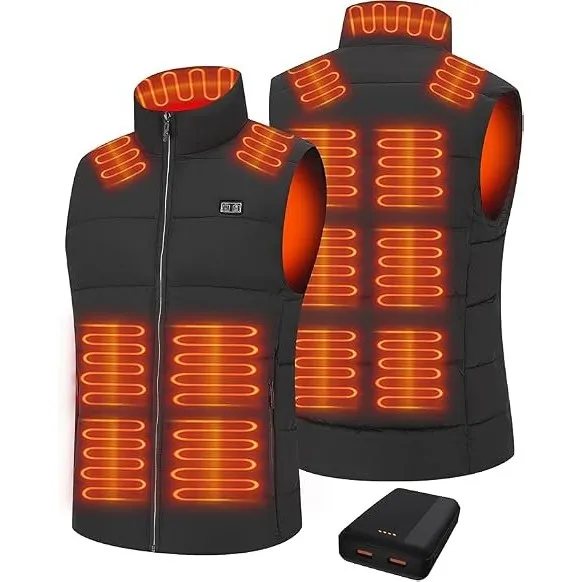 Beheizbare Weste für Herren Damen, Heizweste mit 20000 mAh Akku und 15 Heizzonen, Beheizbare Jacke für Skifahren und Ja…