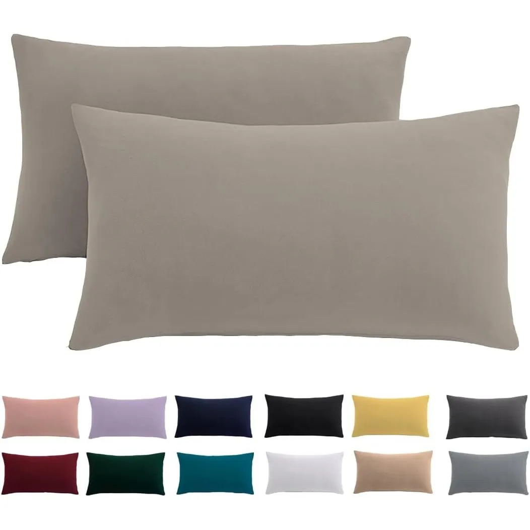 Kissenbezug 40x60 2er Set - Kopfkissenbezug 40 x 60 cm Taupe Für Kissen 100% Mikrofaser Kissenhülle Bügelfrei & Knitter…