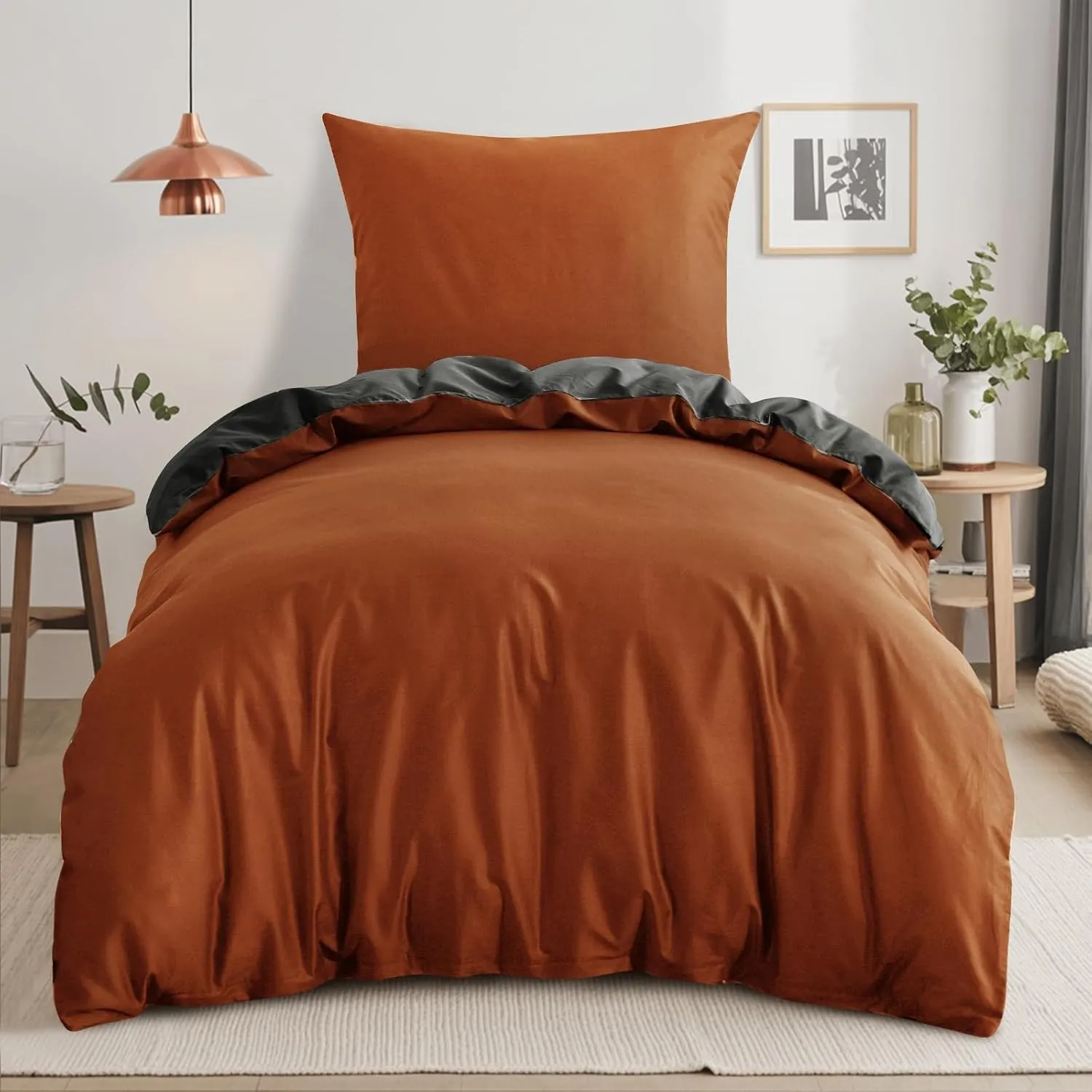 RUIKASI Bettwäsche 140x200 Baumwolle Orange - Bettwäsche-Sets 140x200cm 2teilig Wendebettwäsche 2tlg mit Reißverschluss…