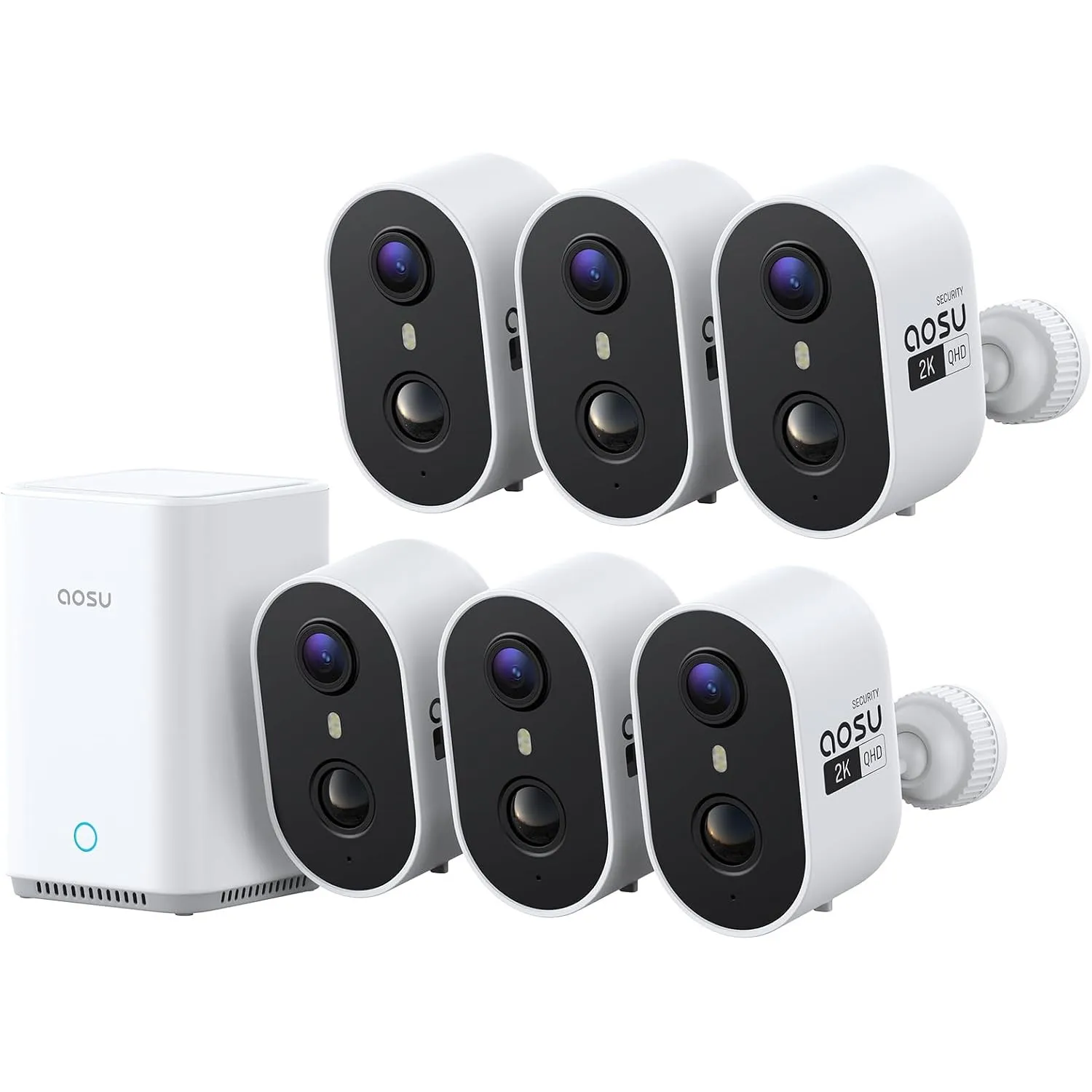 aosu 2K 3MP Überwachungskamera Aussen Akku 6er-Kit mit aosuBase 32GB Lokal