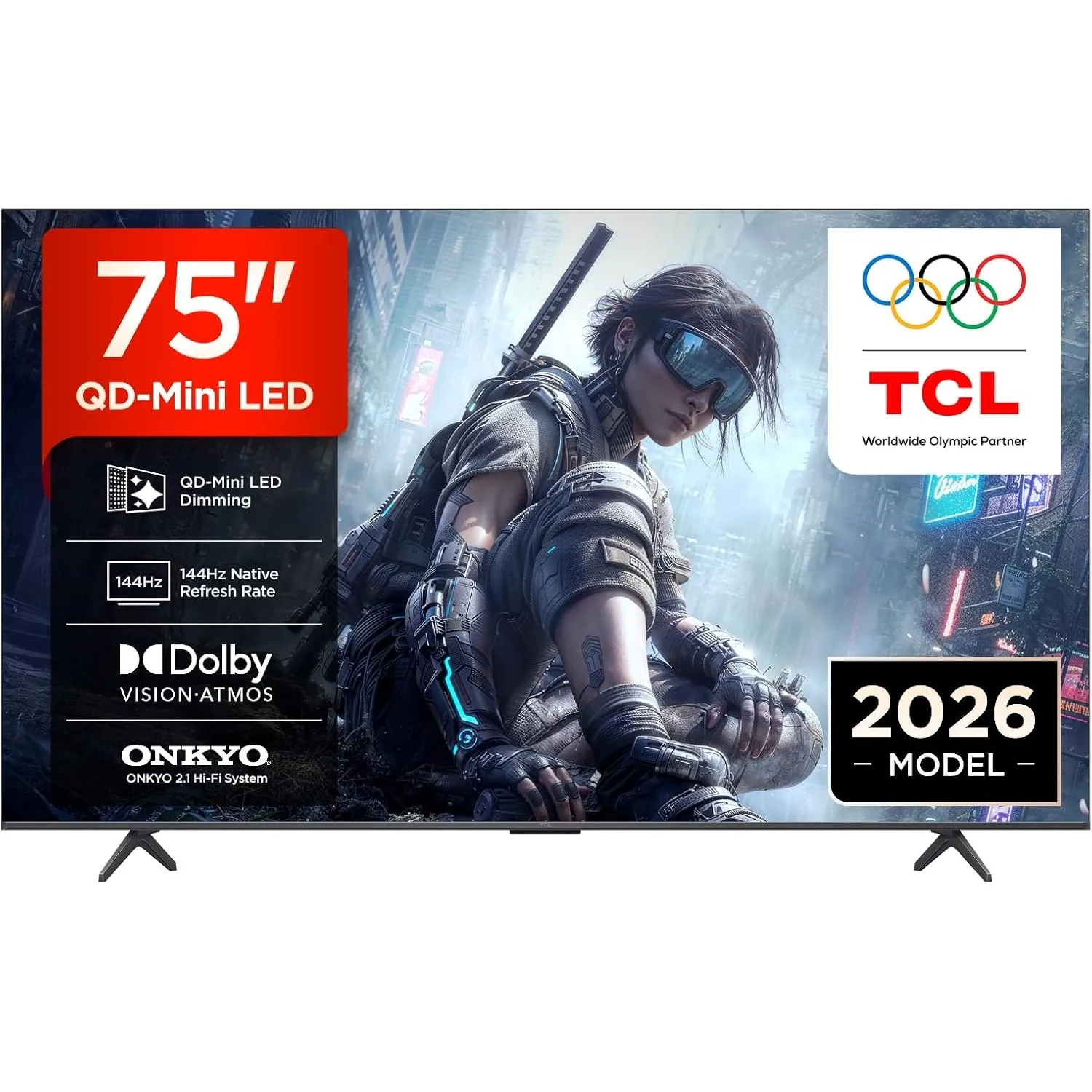 TCL 75T8D QD-Mini LED 75 Zoll Fernseher, 4K Smart TV, Google TV, 144 Hz