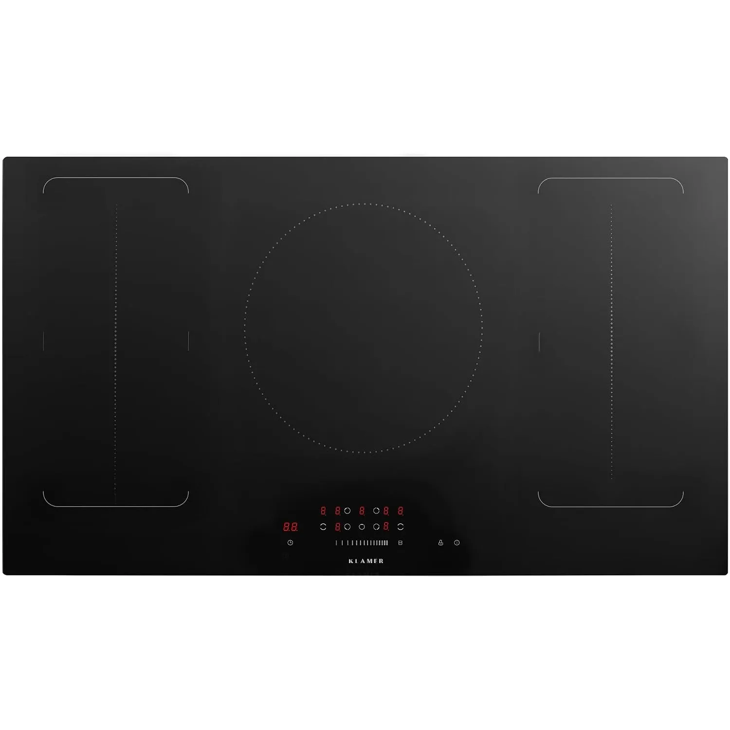 KLAMER Induktionskochfeld 90 cm, 5 Zonen: 2 Flexzonen und Rundzone, 9400 W