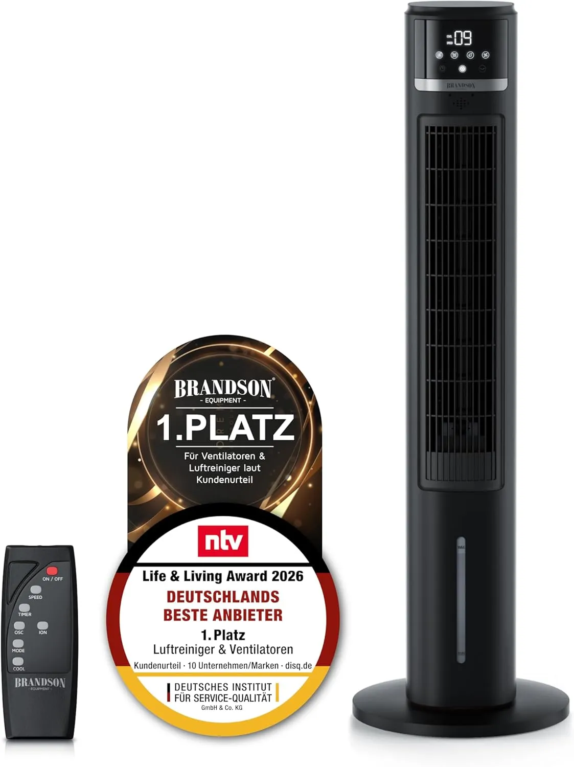 Brandson Tower Fan with Water Cooling in Eco Design - Very Quiet - DC Motor - Winner Life & Living Award 2026 - Fan wit…