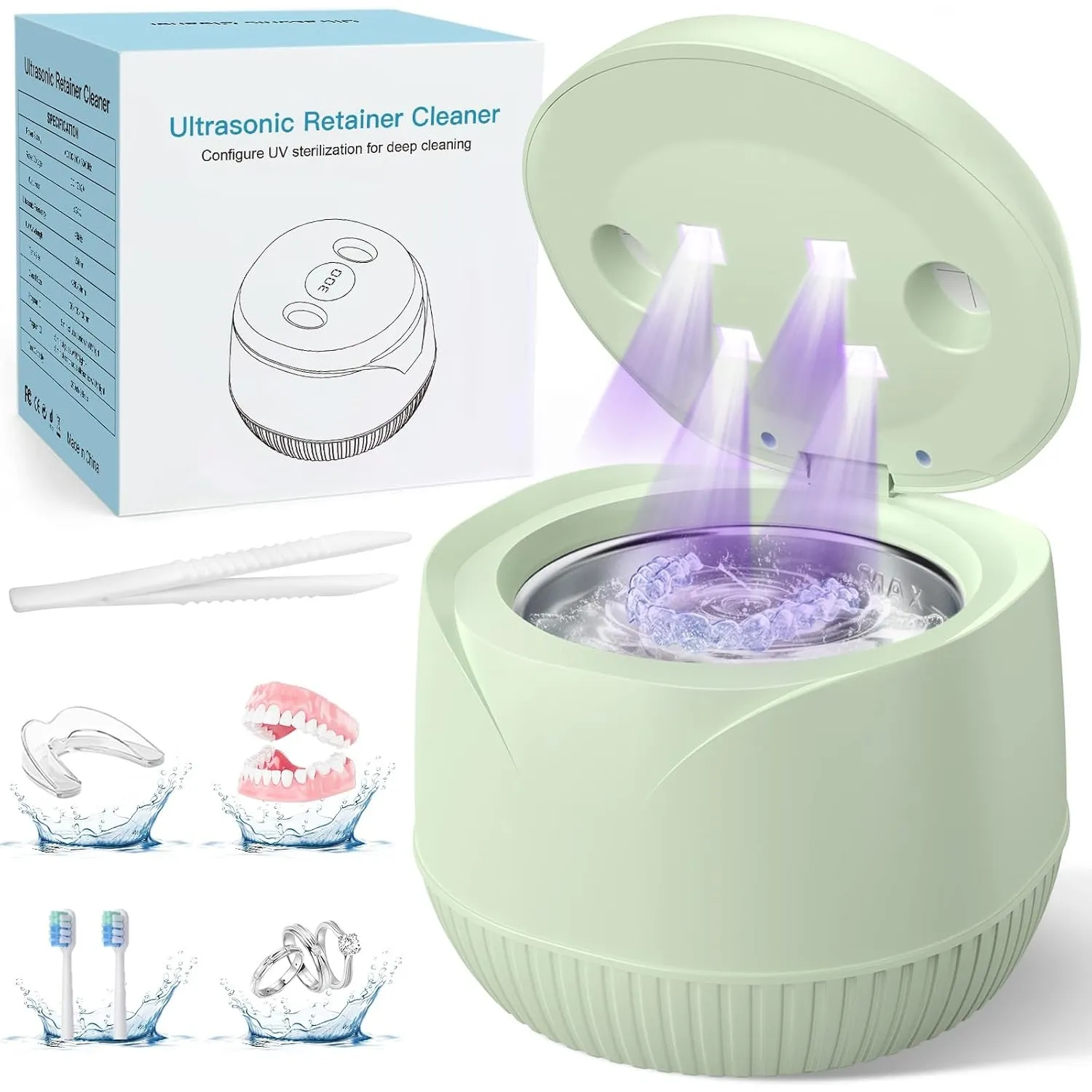 Ultraschallreinigungsgerät zahnschiene Dental Pod: 45KHz Ultrasonic Cleaner | 200ML Mit UV Ultraschallreiniger für Zahn…