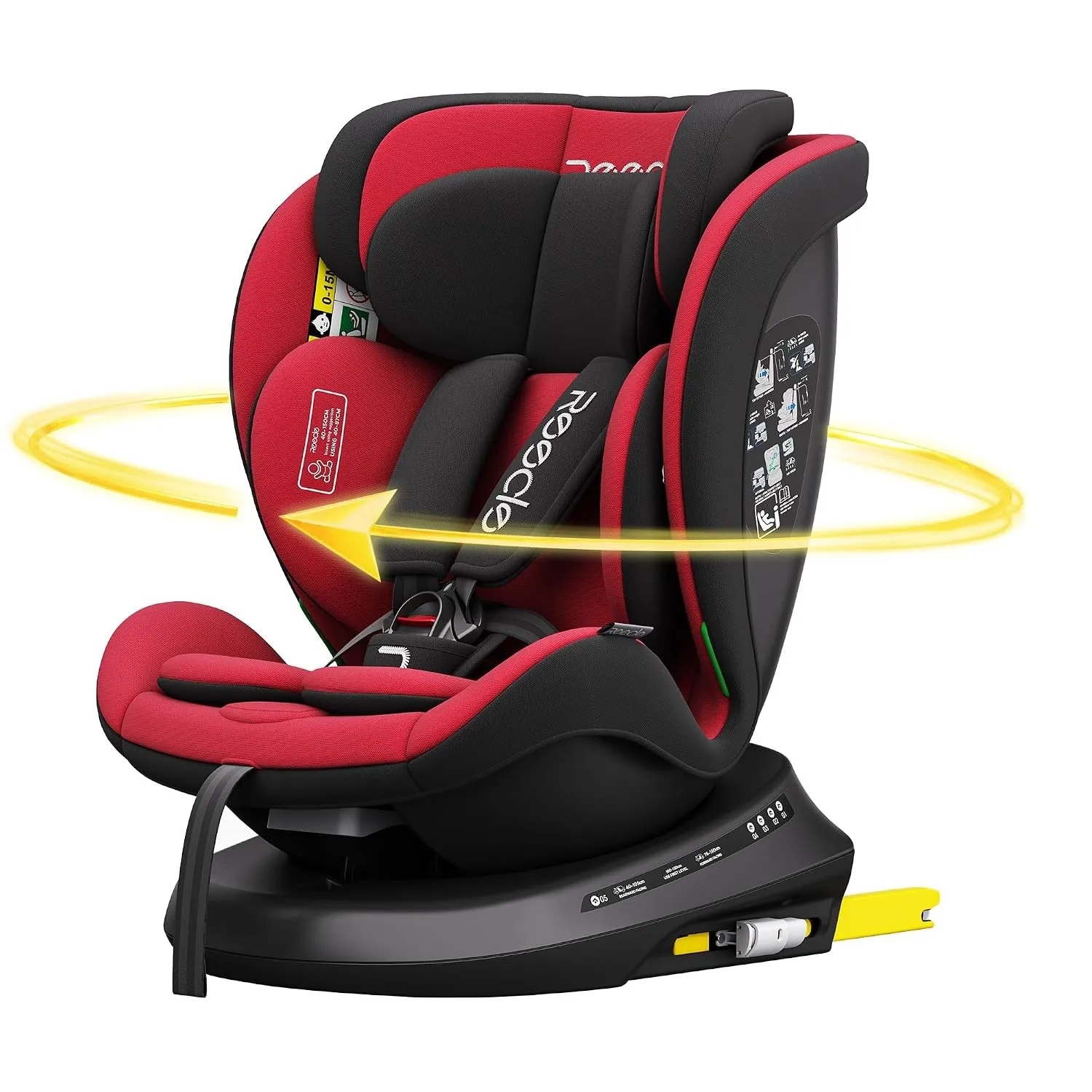 Reecle Kindersitz 360 drehbar i-Size mit ISOFIX 40-150 cm, 0-12 Jahre | 5 Liegepositionen Reboarder Autositz 0-36 kg Gr…