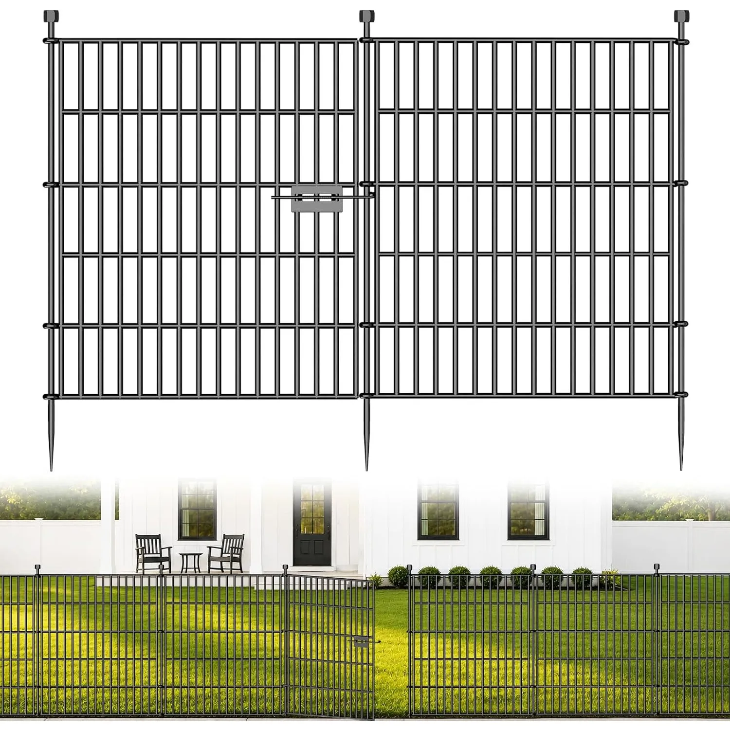 15 Paneele mit Tür Dekorativer Gartenzaun für Hunde, 81 cm (H) x 10.8 m (L)