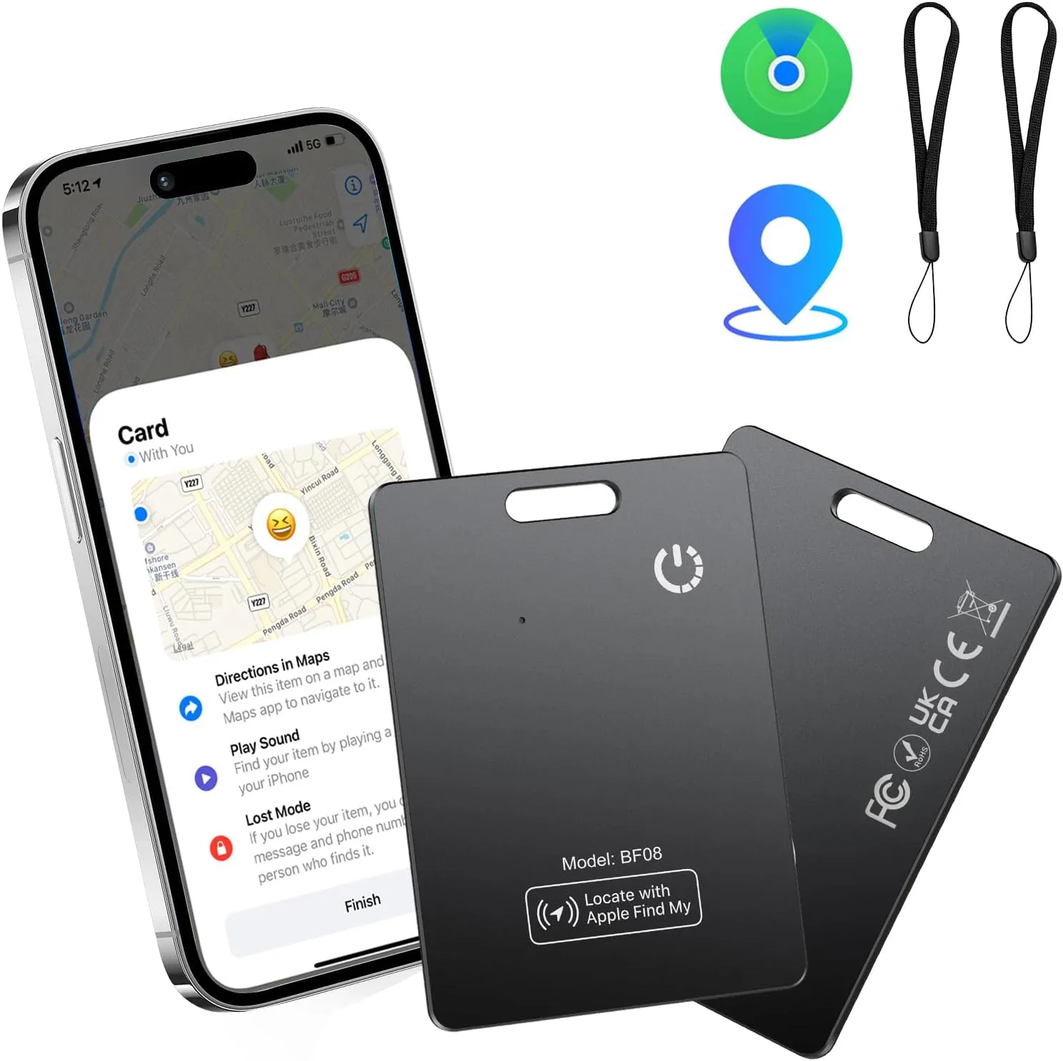 CASCHO 2 Pack Wallet Tracker Karte | MFi-zertifizierte Air Smart Tag Card, Kompatibel mit Apple Wo ist? App (nur iOS), …