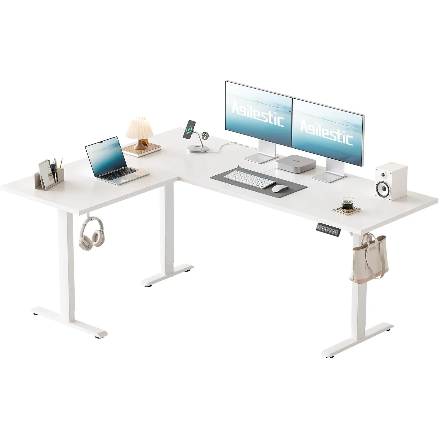 Agilestic Höhenverstellbarer Eckschreibtisch 160 x 120 cm | L-förmiger Schreibtisch elektrisch, 80 kg Belastbarkeit, 3 …
