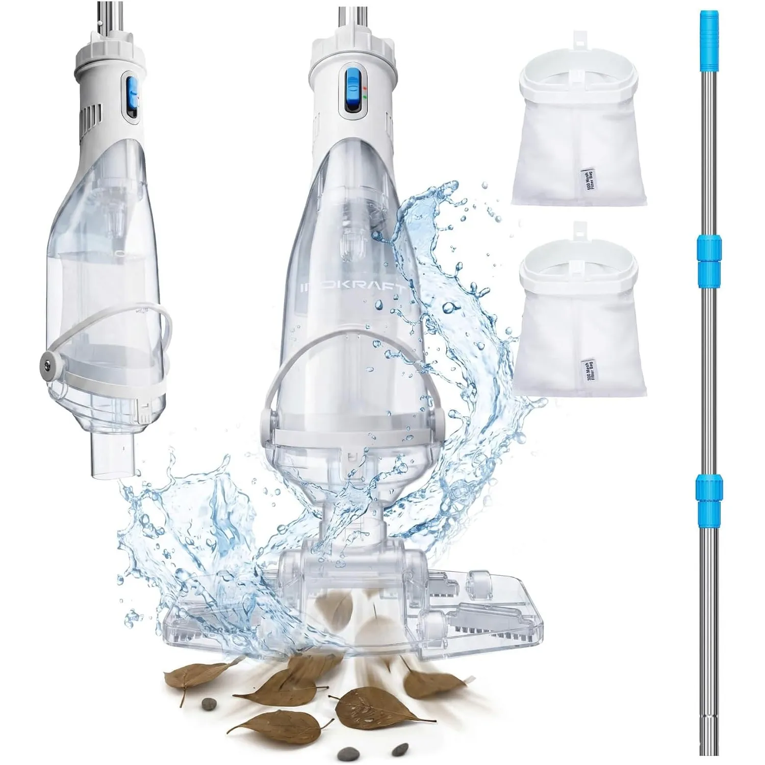 InoKraft Poolsauger Akku für Aufstellpools,Pool Bodensauger,Bodensauger mit 60 Min Laufzeit, 150cm Teleskopstange, 4300…