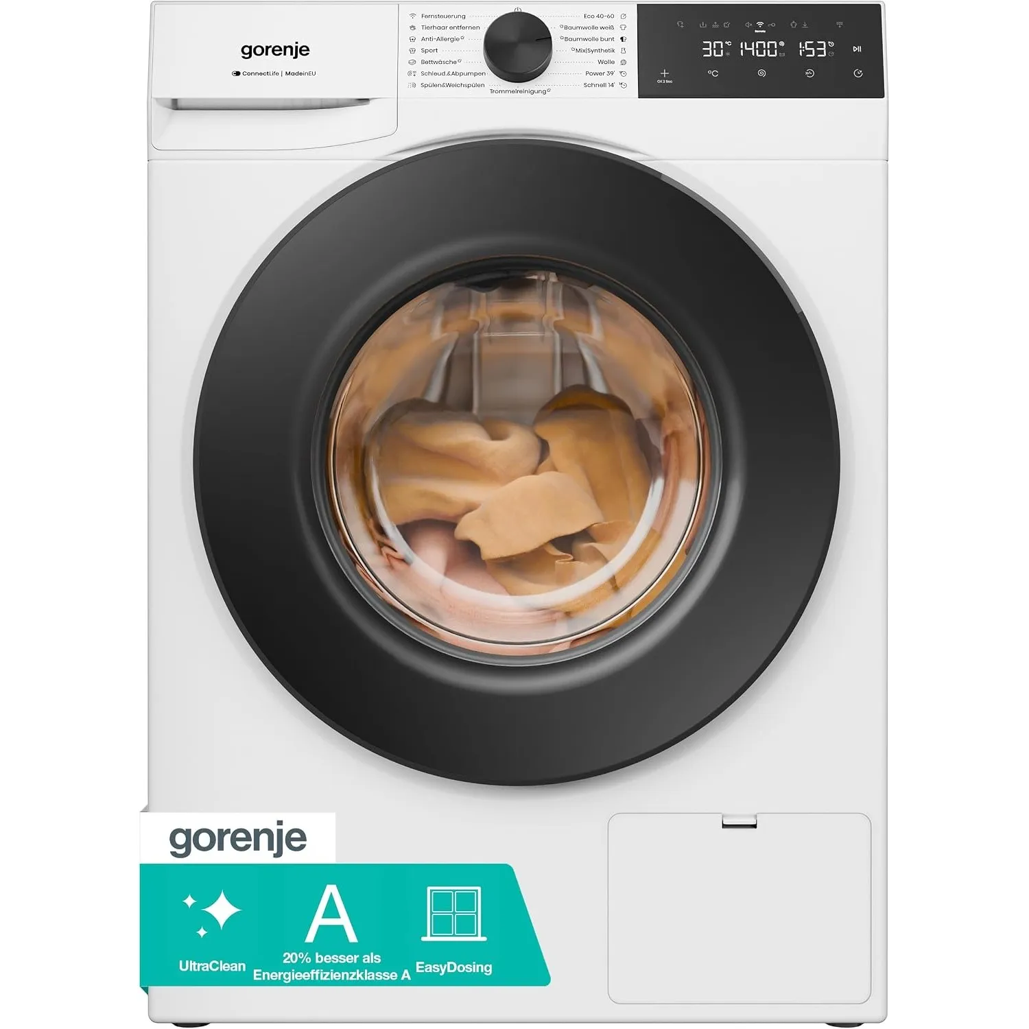 Gorenje WGAM4S74A Waschmaschine mit Dampffunktion /7 KG Slim/1400 U-min/ConnectLife /15 Programme/UltraClean/EasyDosing…