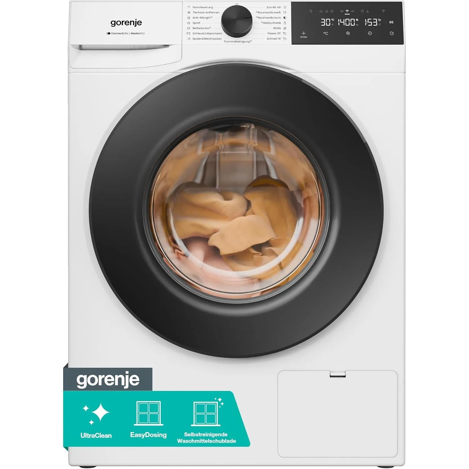 Gorenje WGAM484A Waschmaschine mit Dampffunktion /8 KG /1400 U-Min/ConnectLife /15 Programme/UltraClean/AquaStop/SteamT…