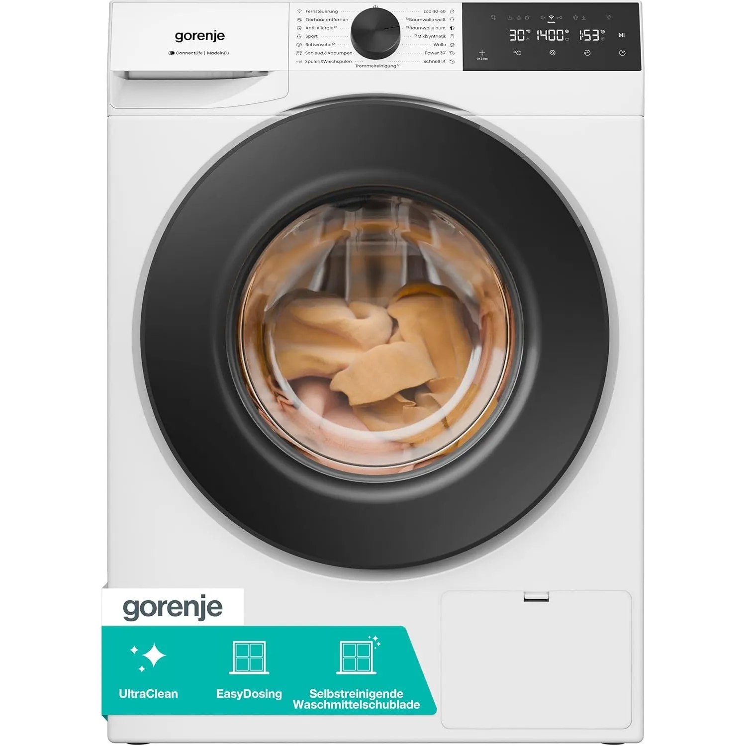 Gorenje W5G484A3P1 Waschmaschine mit Dampffunktion /8 KG /1400 U-Min/ConnectLife /15 Programme/UltraClean/AquaStop/Stea…