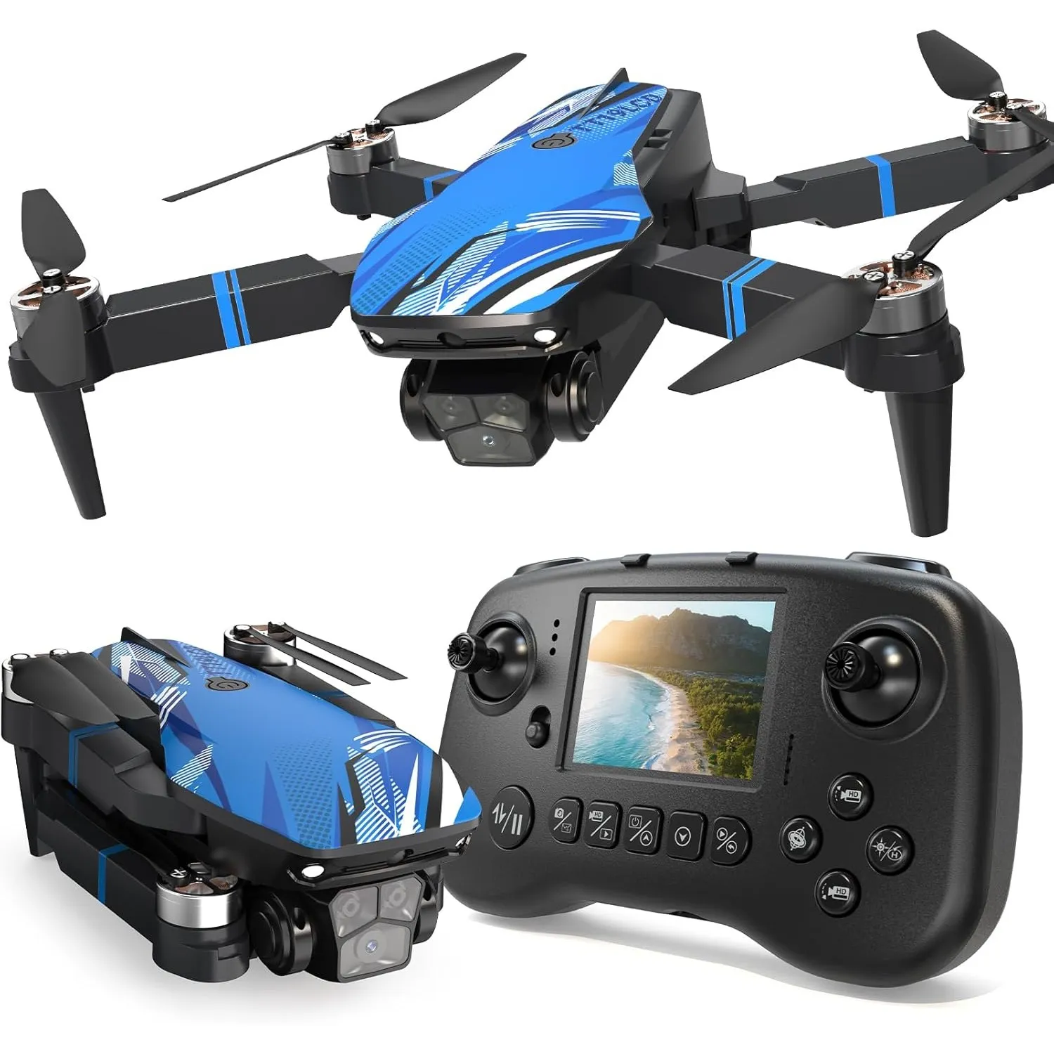 Drohne mit Kamera 4K LCD-Bildschirm FPV Video, Professional Drone mit Bürstenlosem Motor, 270°-Hindernisvermeidung, Zus…