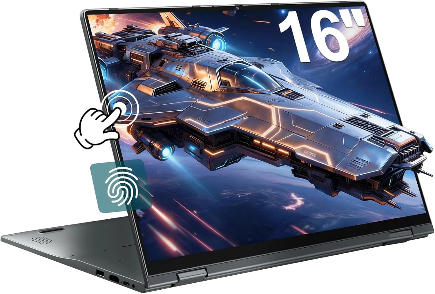 jumper Laptop 16 Zoll, Touchscreen Laptop 16GB DDR5 640GB Storage, 4-Core, Fingerabdruckleser, Tastatur mit Hintergrund…