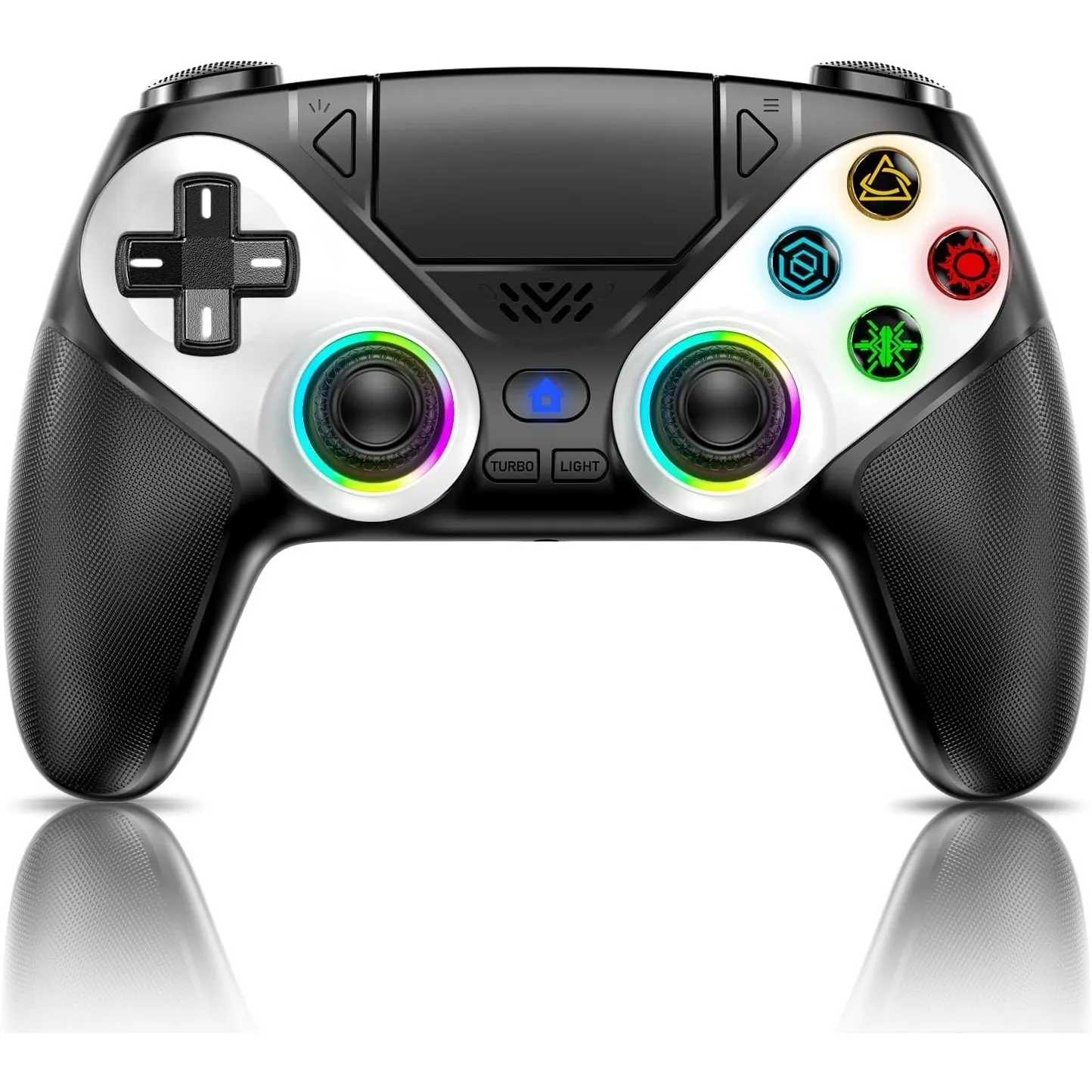 Dinosoo RGB Wireless Controller für PS5/PC, Bluetooth Gamepad with Back Paddles, Touchpad, 3,5-mm-Audioanschluss, Dual-…