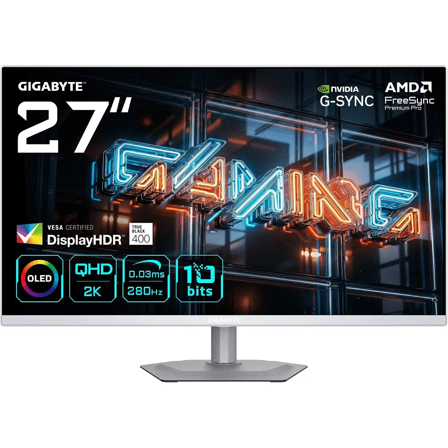 Gigabyte MO27Q2A Ice 27” OLED 2K QHD Gaming-Monitor - 2560 x 1440, 280Hz, 0.03ms, 250 cd/m², FreeSync Premium Pro, Disp…