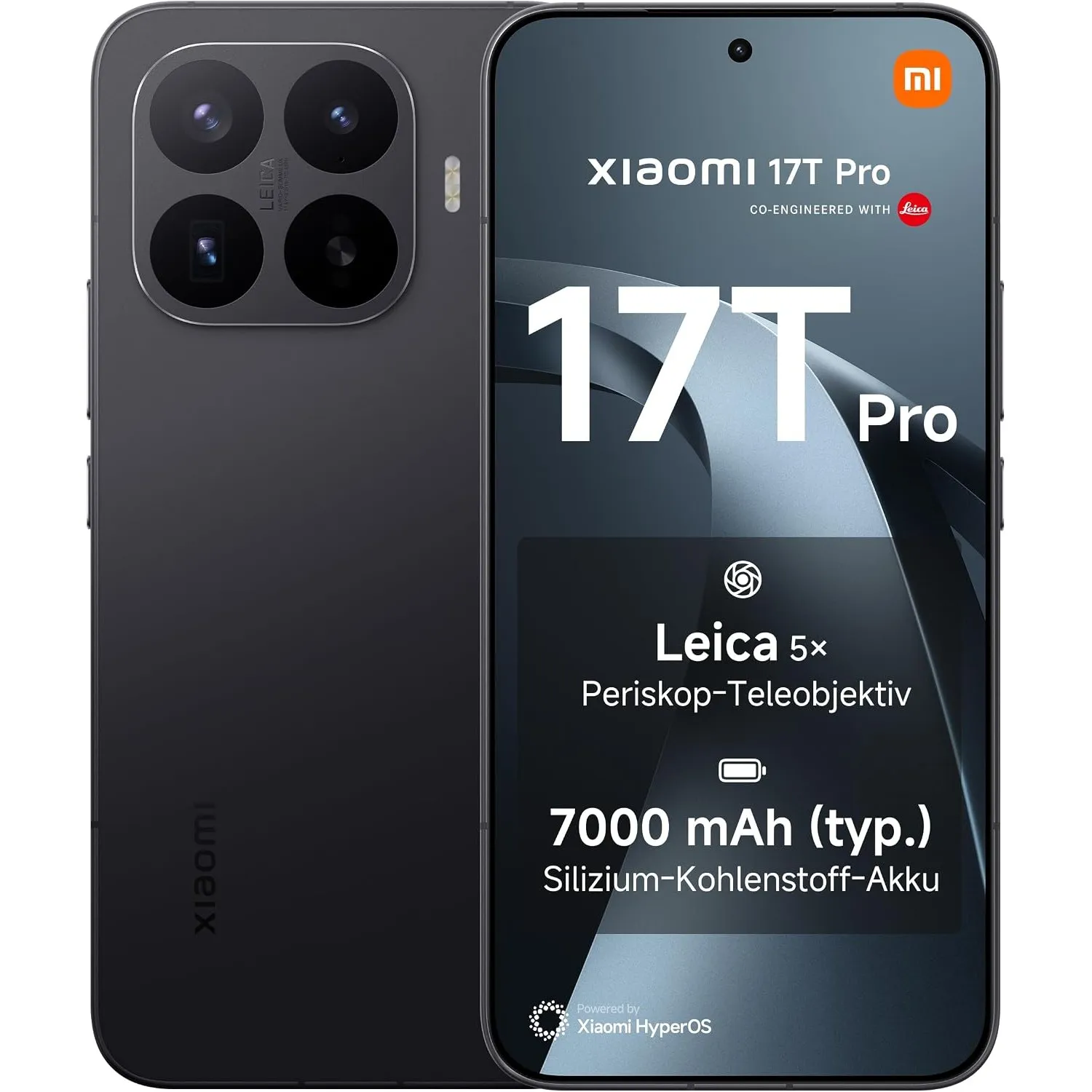 Xiaomi 17T Pro Smartphone 12+512 GB, 7000mAh, Leica 5X Telekamera, Mint Mobile/T-Mobile, Schwarz