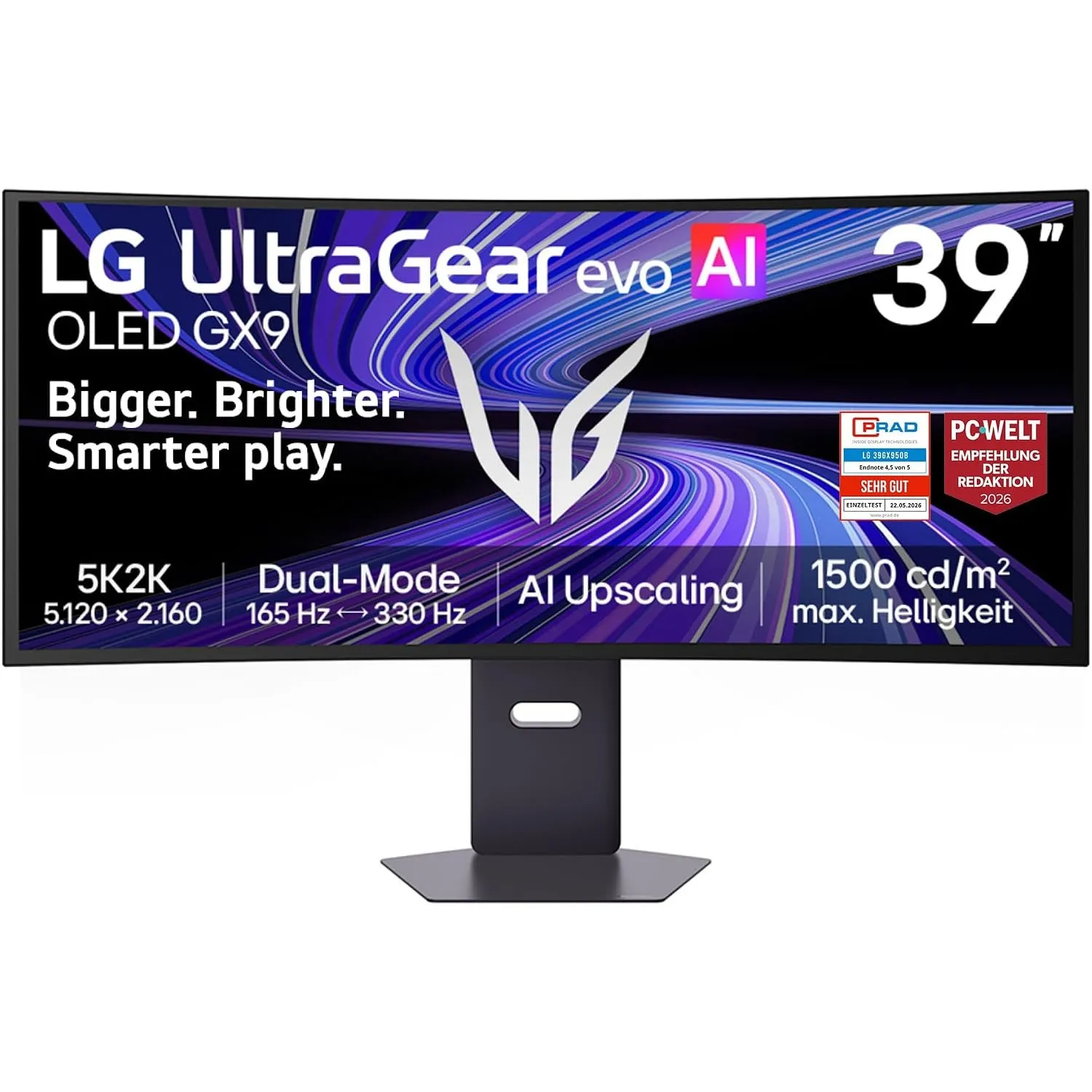 LG Ultragear™ 39GX950B-B 39 Zoll 21:9 Curved 5K2K OLED Gaming Monitor, 165Hz/330Hz Dual Mode, AI Upscaling, DisplayHDR …