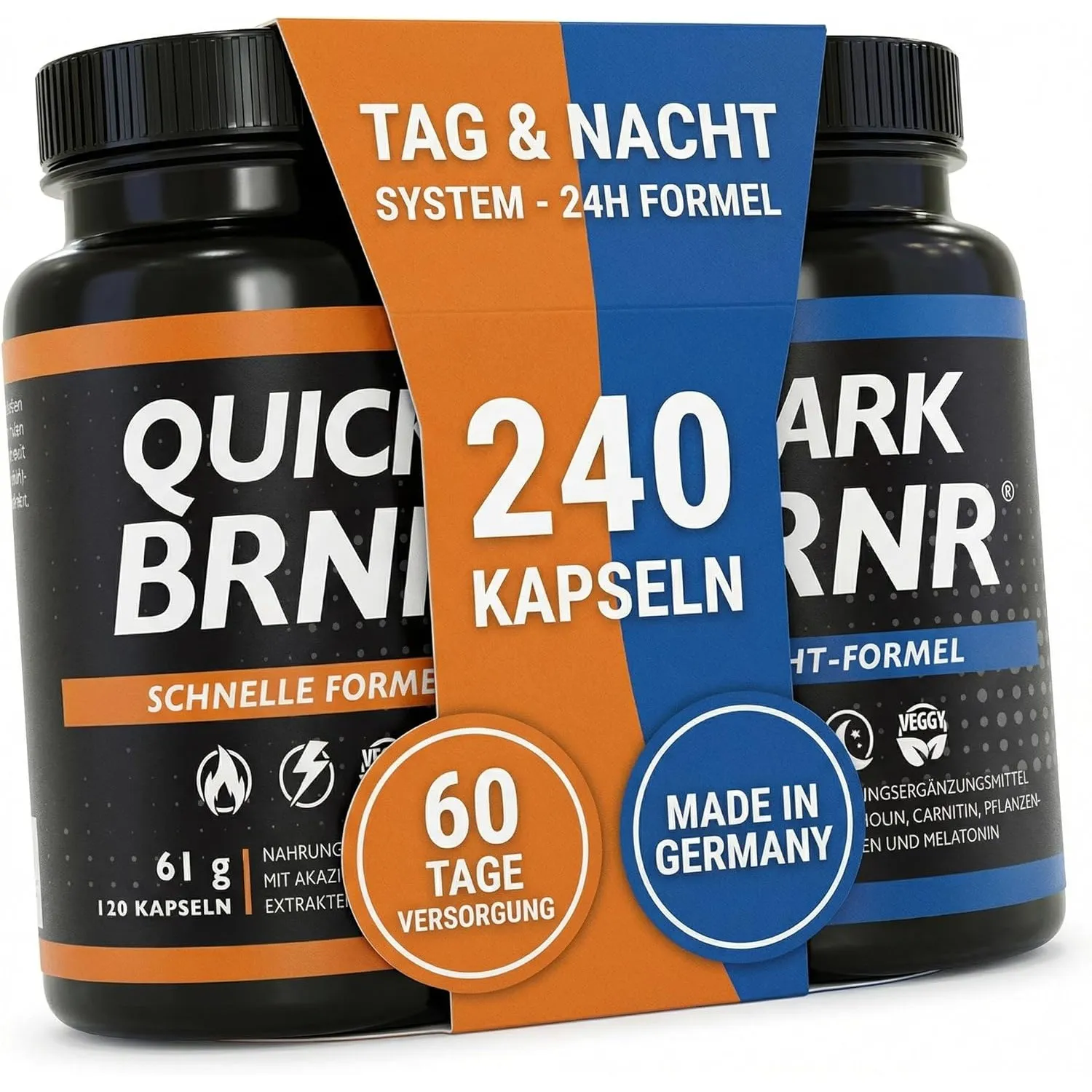 QUICK + DARK BRNR Stoffwechsel Tag&Nacht 24h Paket, 240 Kapseln