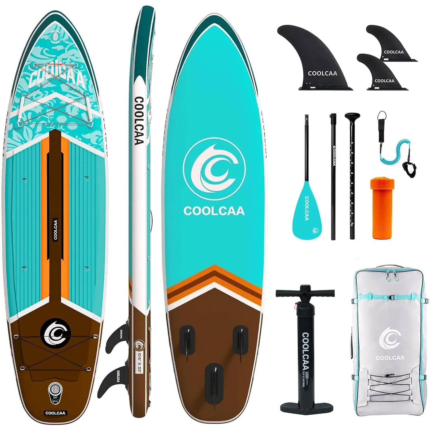 COOLCAA SUP Board, 355cm (Extra Groß) Stand Up Paddling Board, Aufblasbares Stand-Up Paddle Board mit 86cm Extra Breit,…