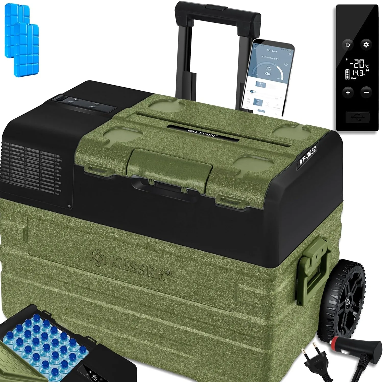 KESSER® Kompressor Kühlbox Auto elektrisch 42L, Camping Kühlbox 12/24/230V mit APP-Steuerung, Gefrierbox bis –20 °C, mi…