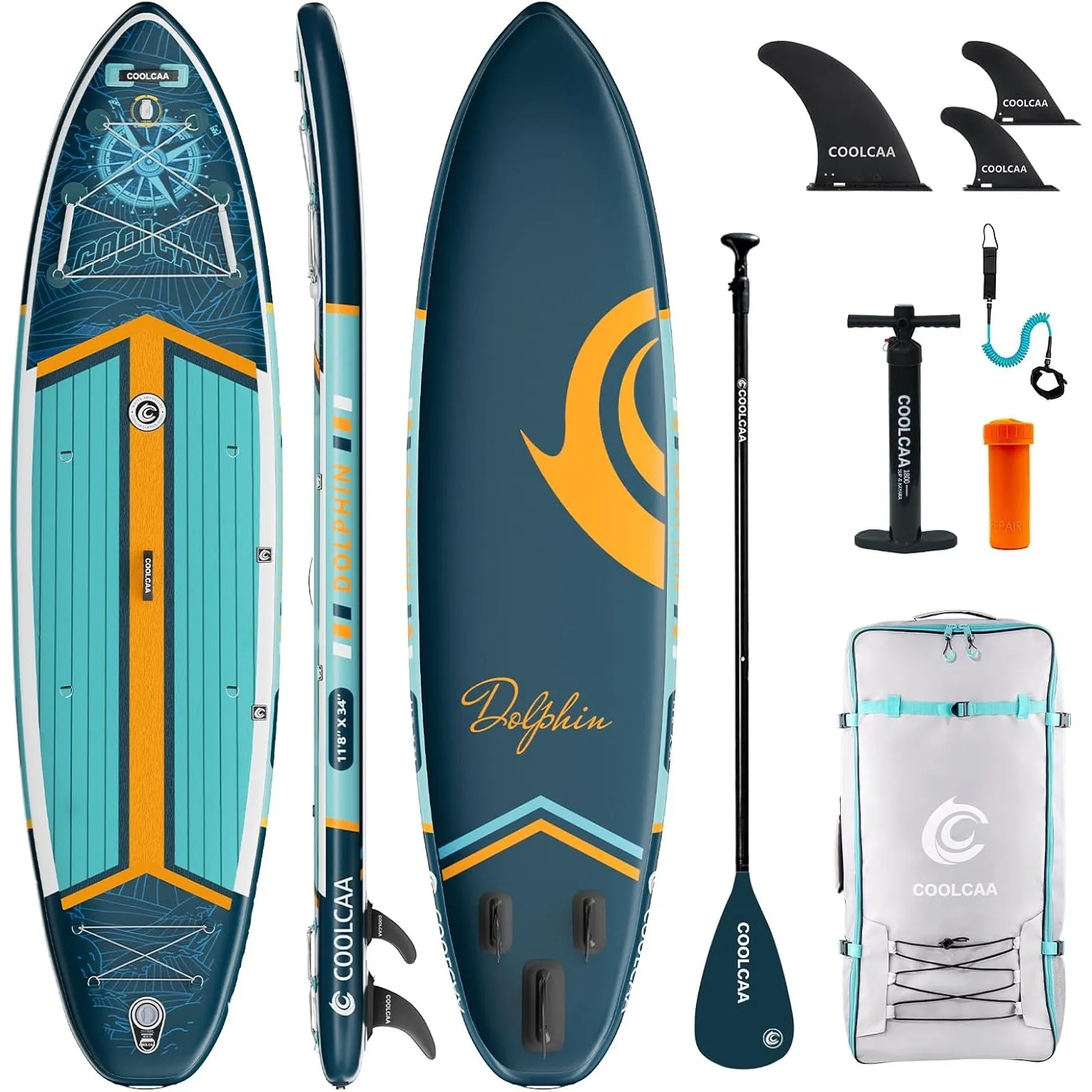 COOLCAA SUP Board, 355cm (Extra Groß) Stand Up Paddling Board, Aufblasbares Stand-Up Paddle Board mit 86cm Extra Breit,…