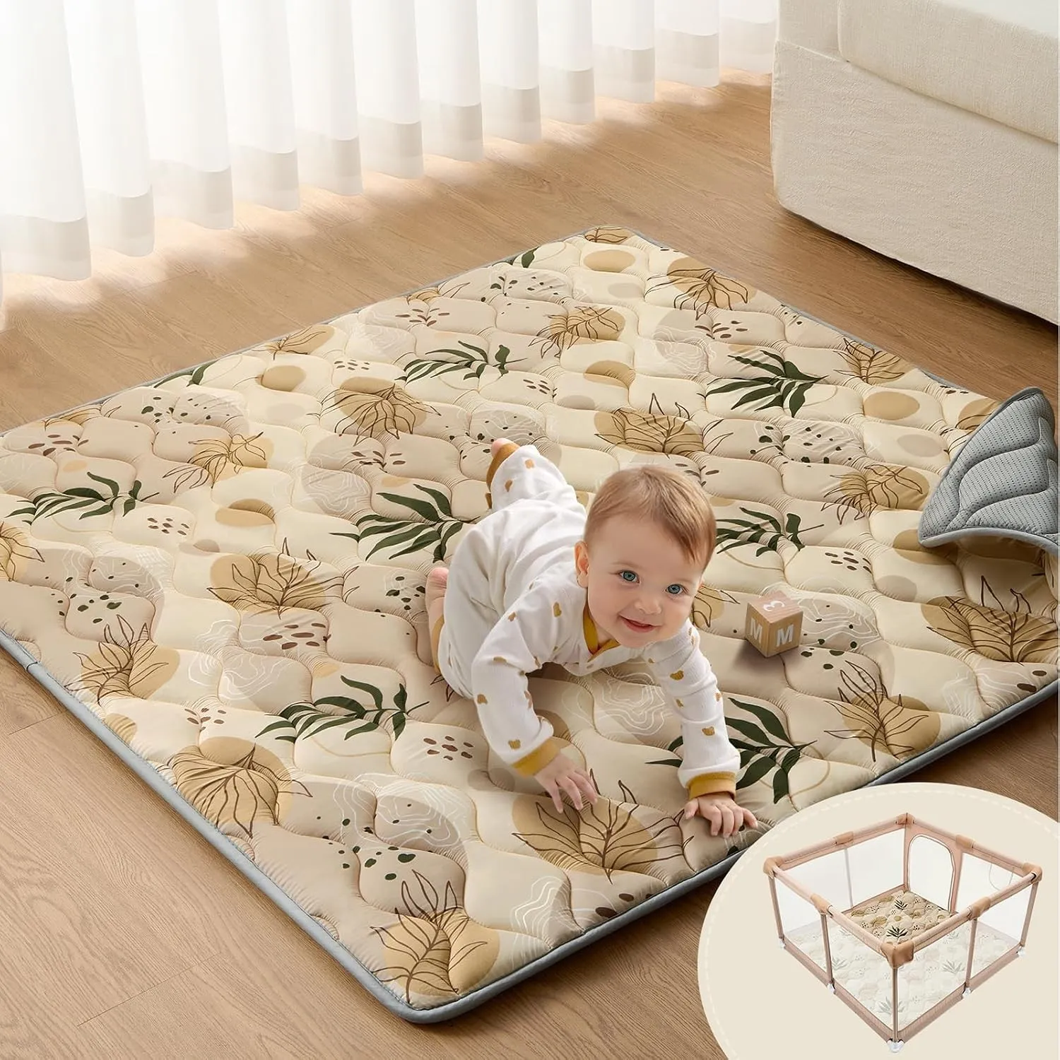 Blissful Diary Krabbelmatte Baby Spielmatte 127x127cm Krabbeldecke für Baby