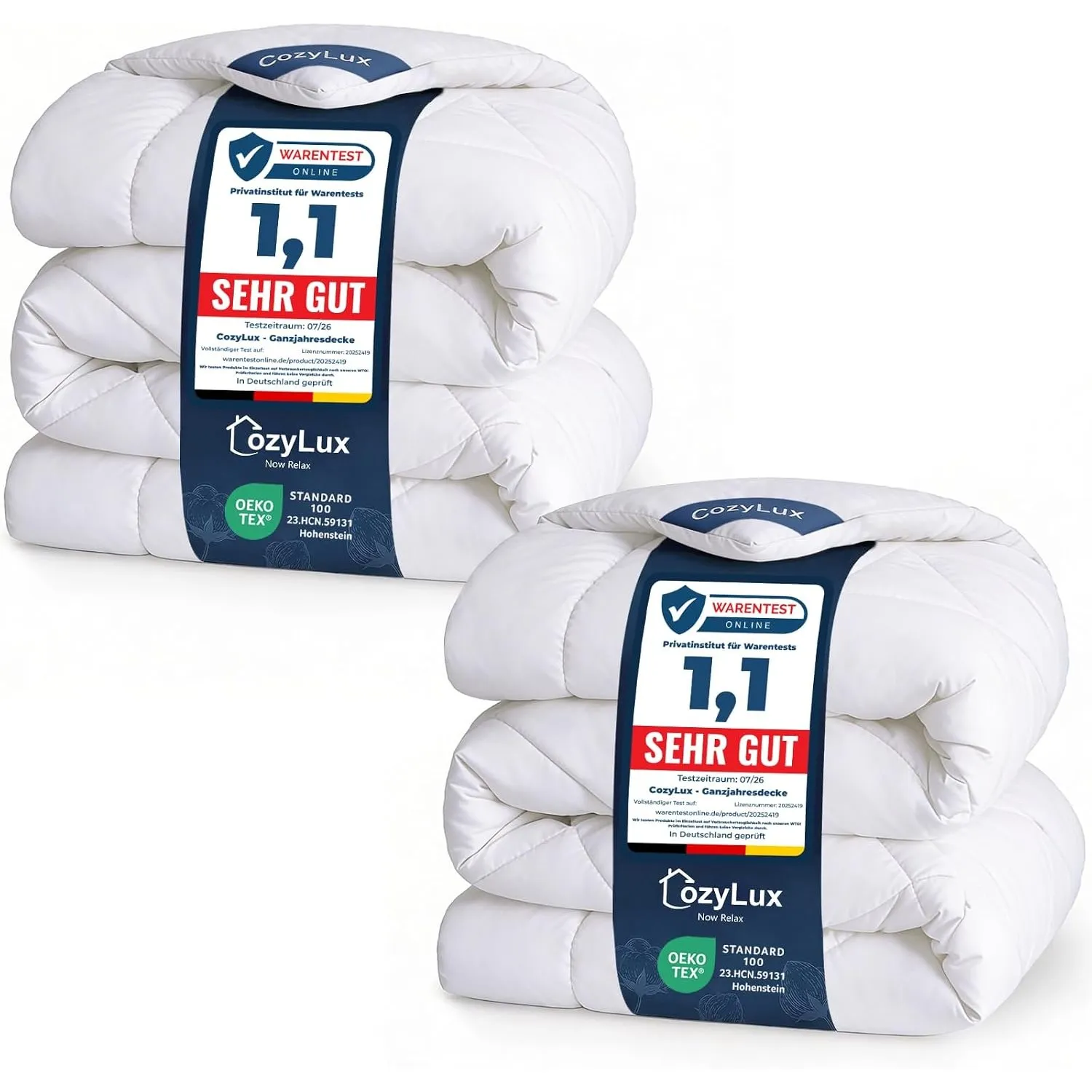 CozyLux 2er Set Bettdecke 135x200 cm Weiß für 4 Jahreszeiten