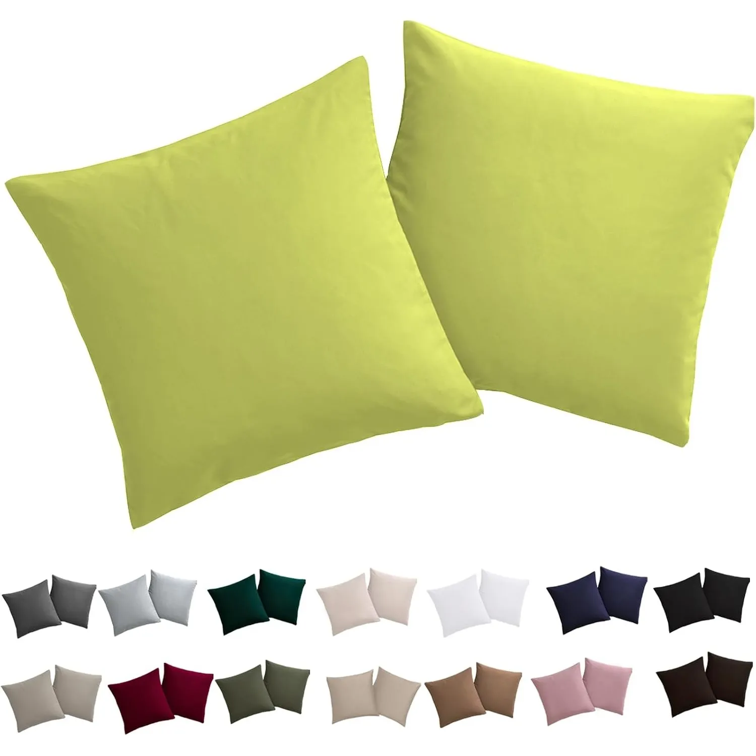 Soifox Kissenbezug 80x80 2er Set - Kopfkissenbezug 80 x 80 Apfelgrün 100% Mikrofaser bügelfrei & knitterfrei mit Reißve…