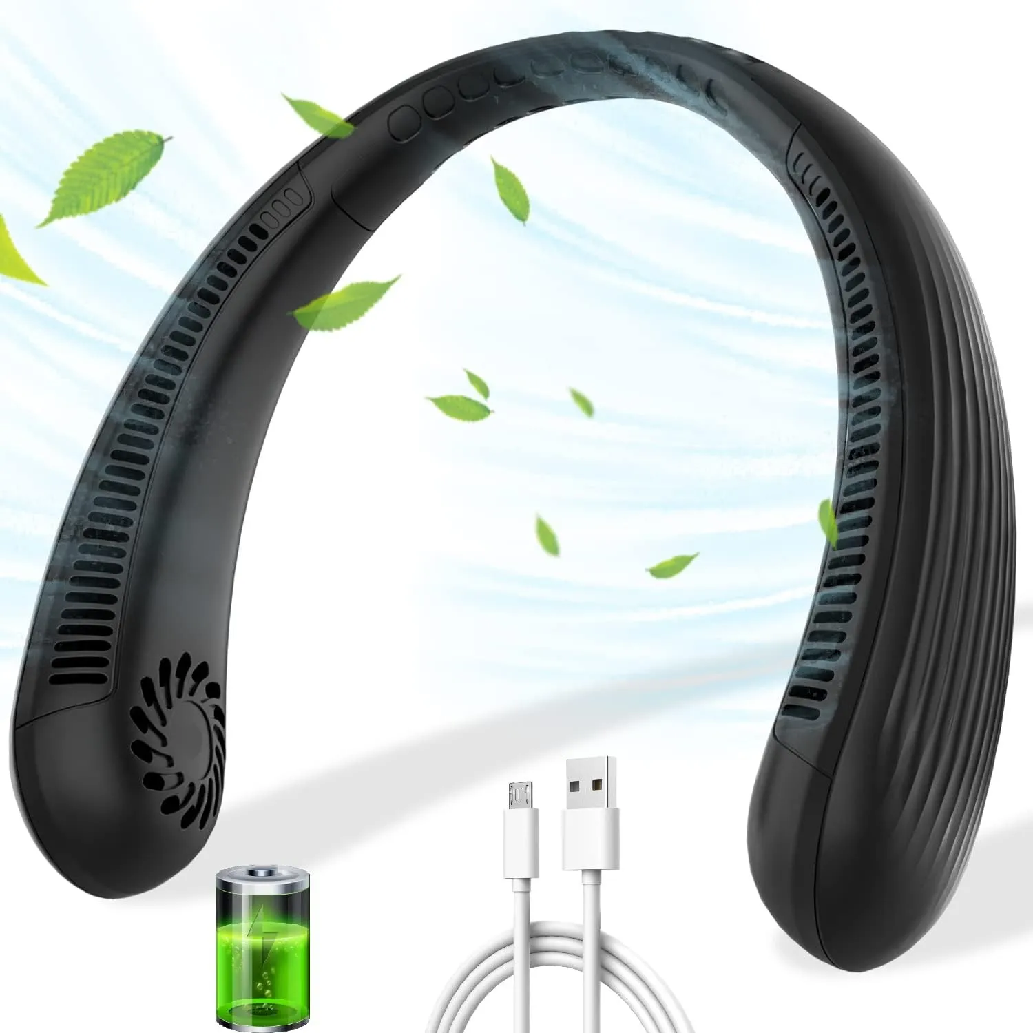 Nackenventilator | Halsventilator mit Akku | Mini USB Ventilator Hals 3 Stufen| 3000mAh 8 Stunden Akkulaufzeit | Tragba…