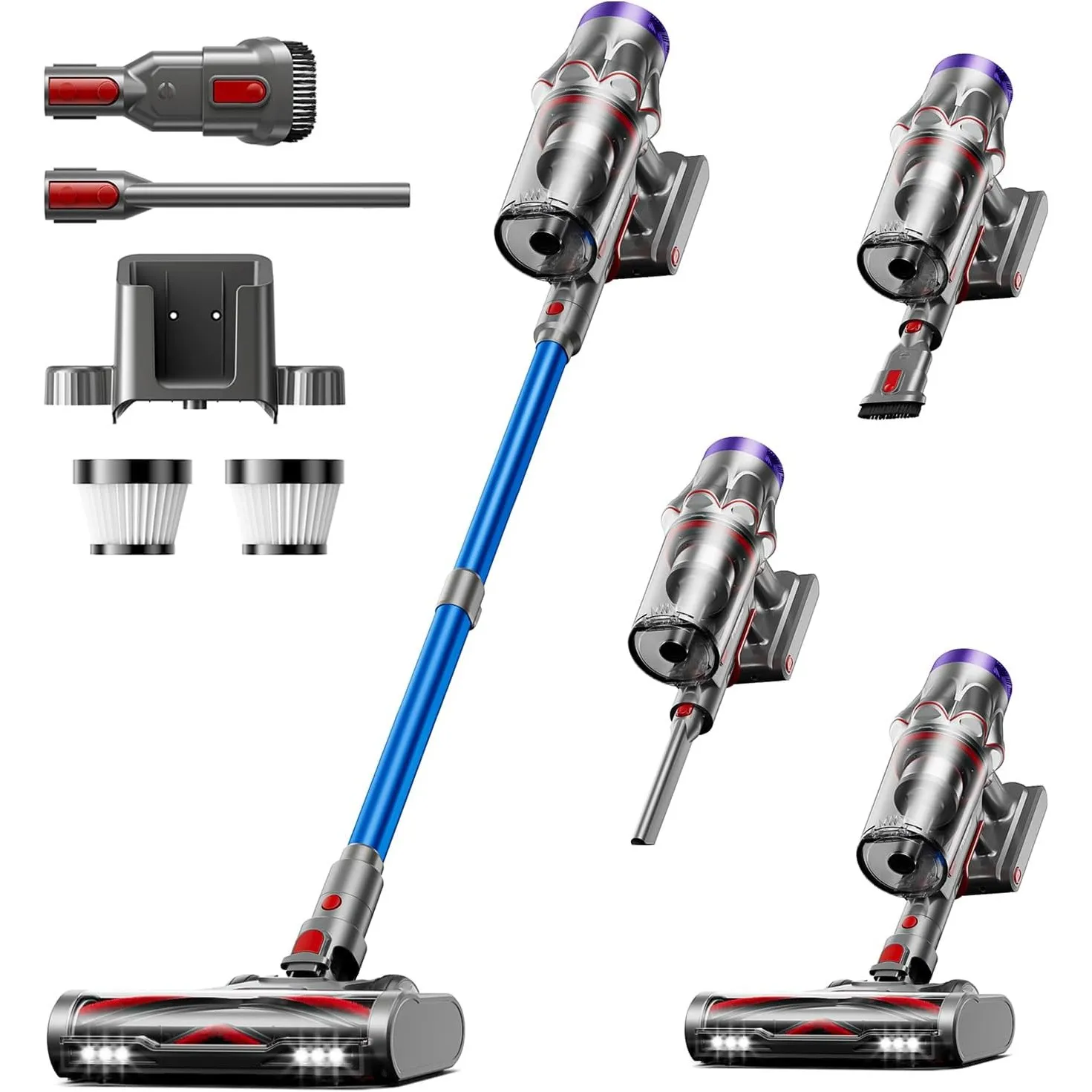 Akku Staubsauger Kabellos 50KPa/650W/65Min mit Innovativer Staubabscheider