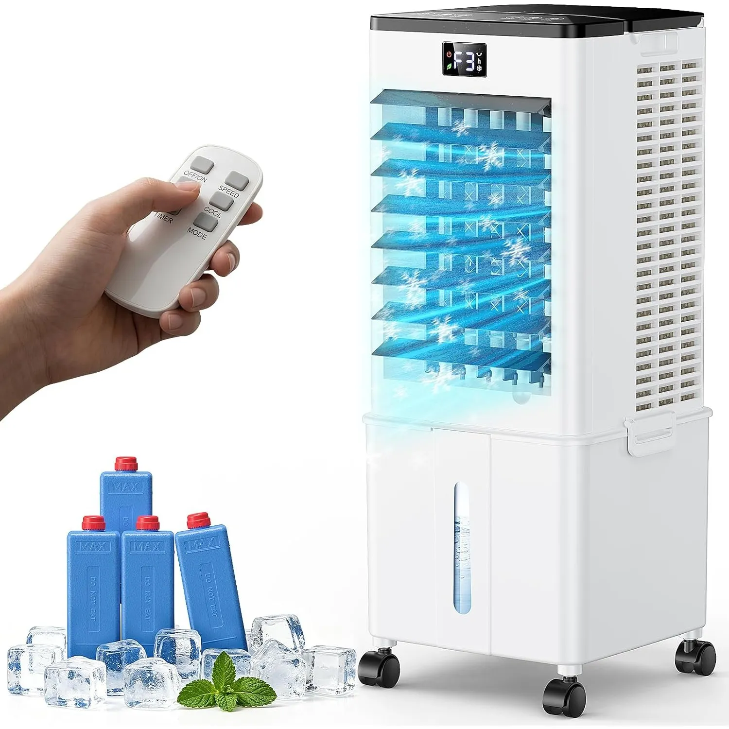 Klimagerät ohne Abluftschlauch 10L, 60W Klimaanlage Mobil 4-in-1, 12H Timer, klimaanlage ohne abluftschlauch 3 Modus, 1…