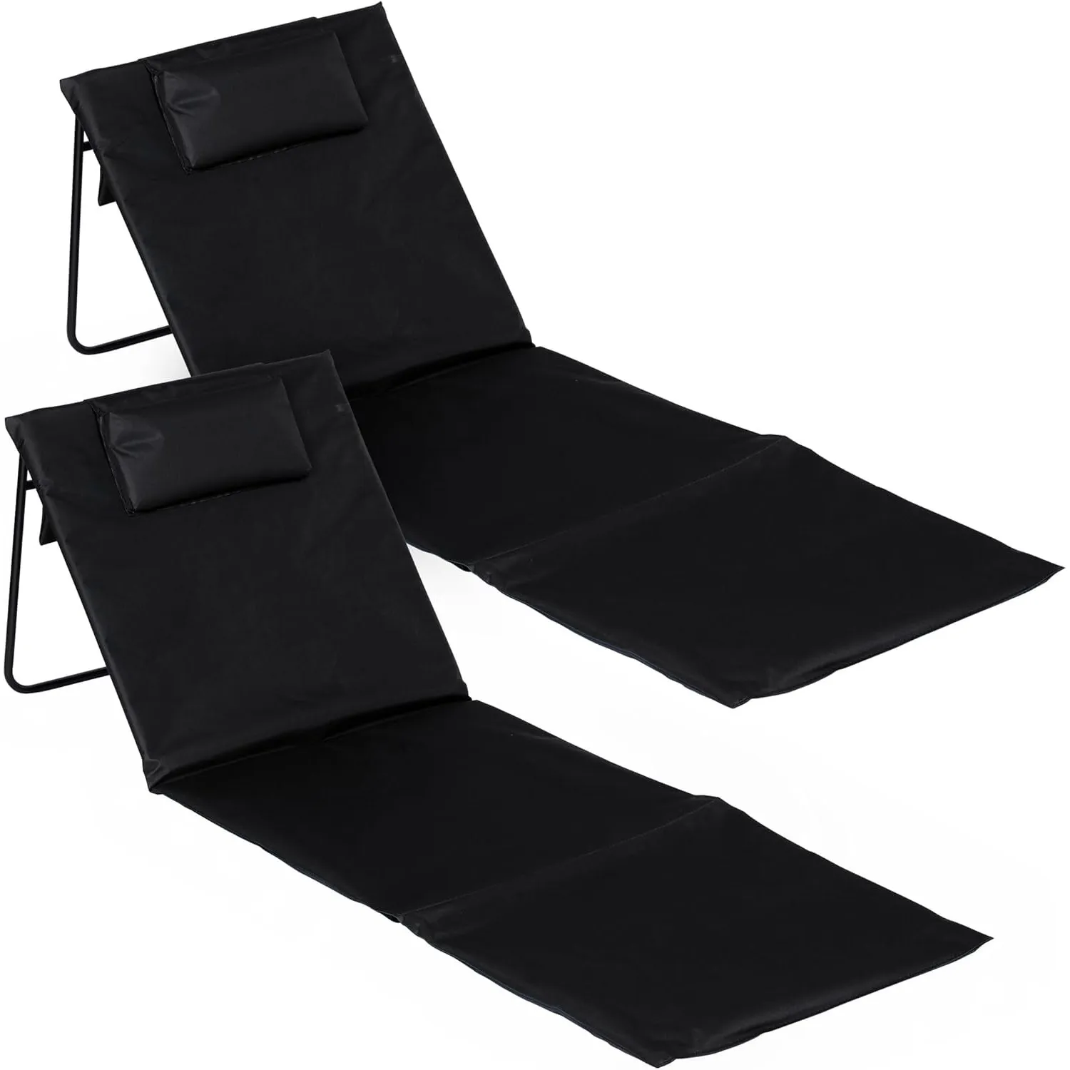Spetebo Strandmatte 2er Set 145 x 48 cm mit Verstellbarer Lehne - grau | Liegematte faltbar verstellbare Rückenlehne un…