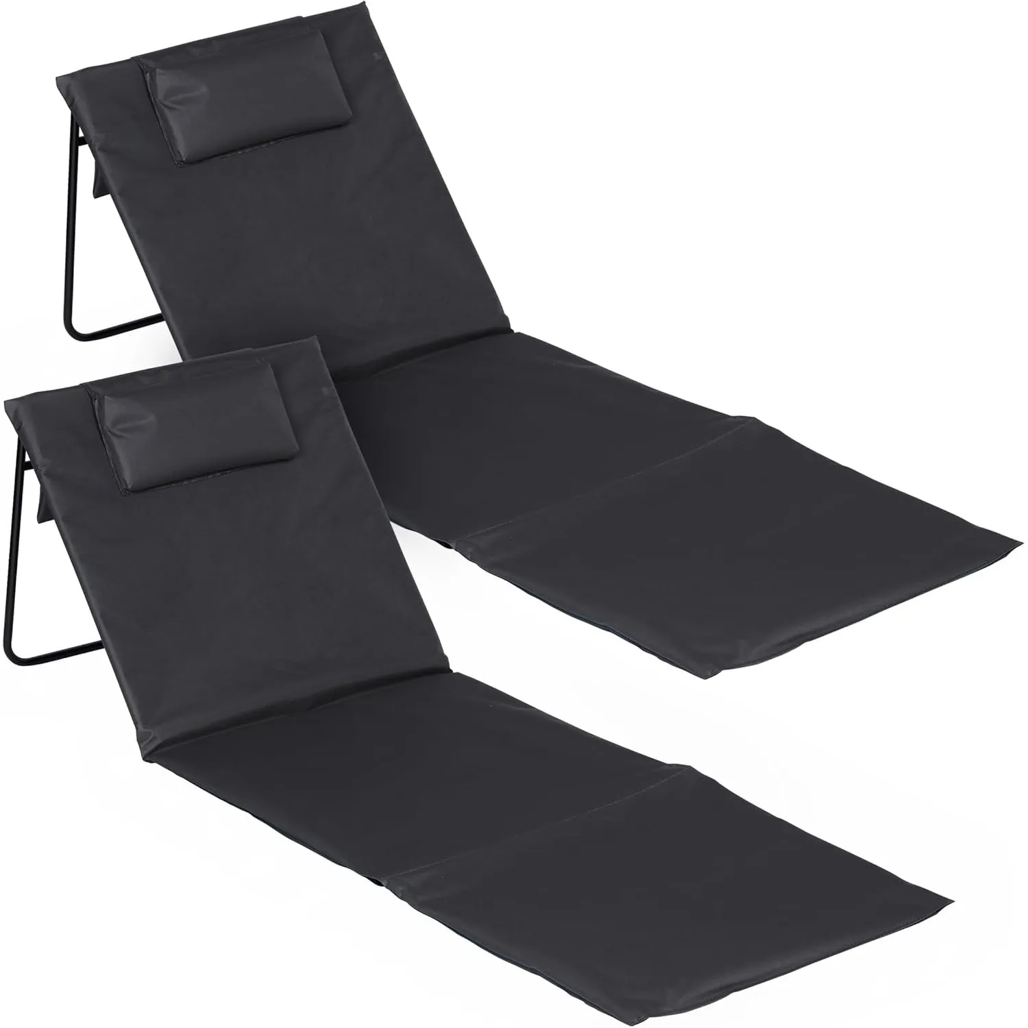 Strandmatte 2er Set 145 x 48 cm mit verstellbarer Lehne - dunkelgrau | Liegematte faltbar verstellbare Rückenlehne und …