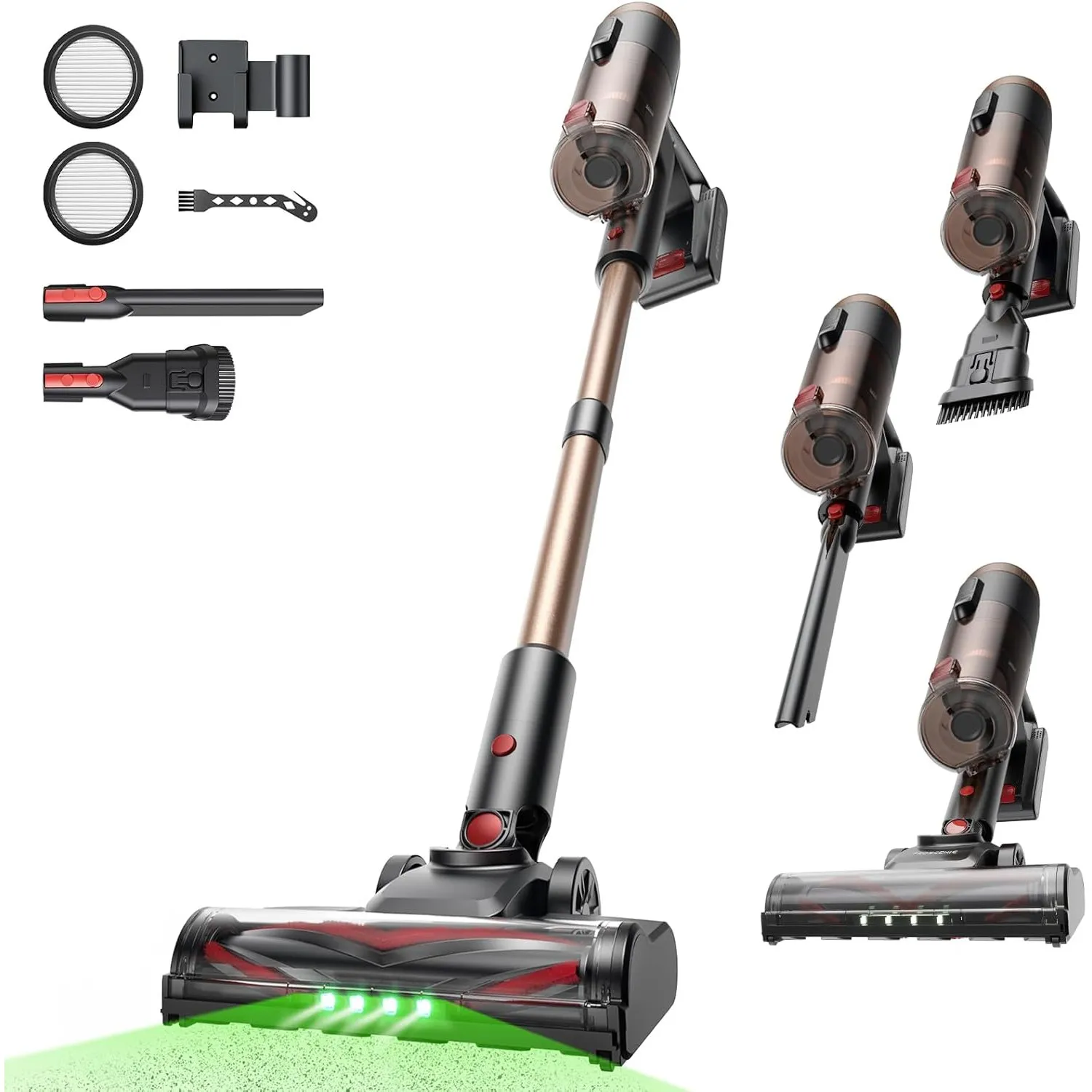 Proscenic P11 Ultra Staubsauger Kabellos, Leichter Selbststehend, 50 Kpa 50 Min 500W Akku Staubsauger mit Touchscreen G…