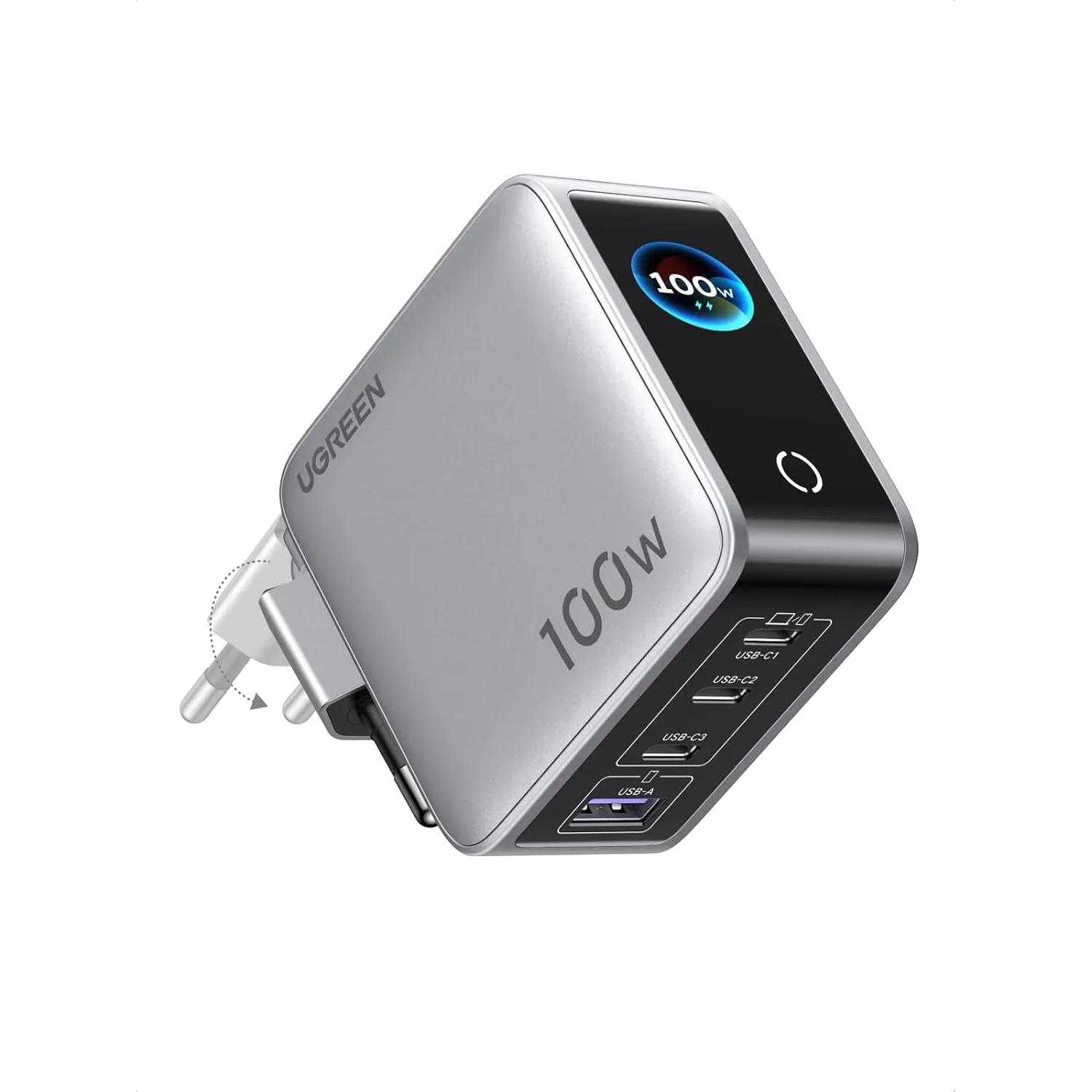 UGREEN Nexode Pro 100W USB C Ladegerät 4-IN-1, Smart Display, Touch Control