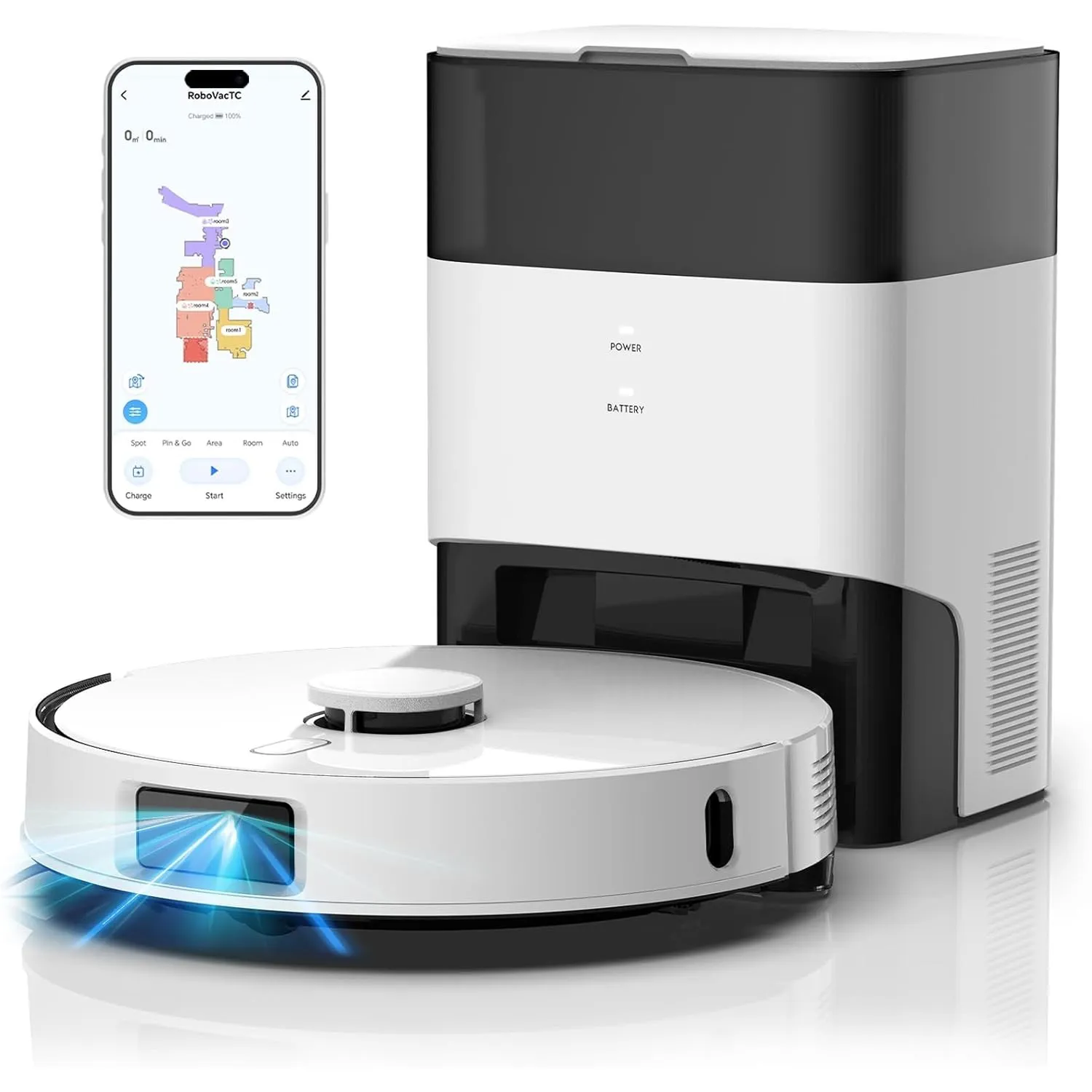 FIXR Saugroboter mit Wischfunktion, Staubsauger Roboter mit Absaugstation 3.5L, 12000Pa Saugkraft, Reaktive 3D-Hinderni…