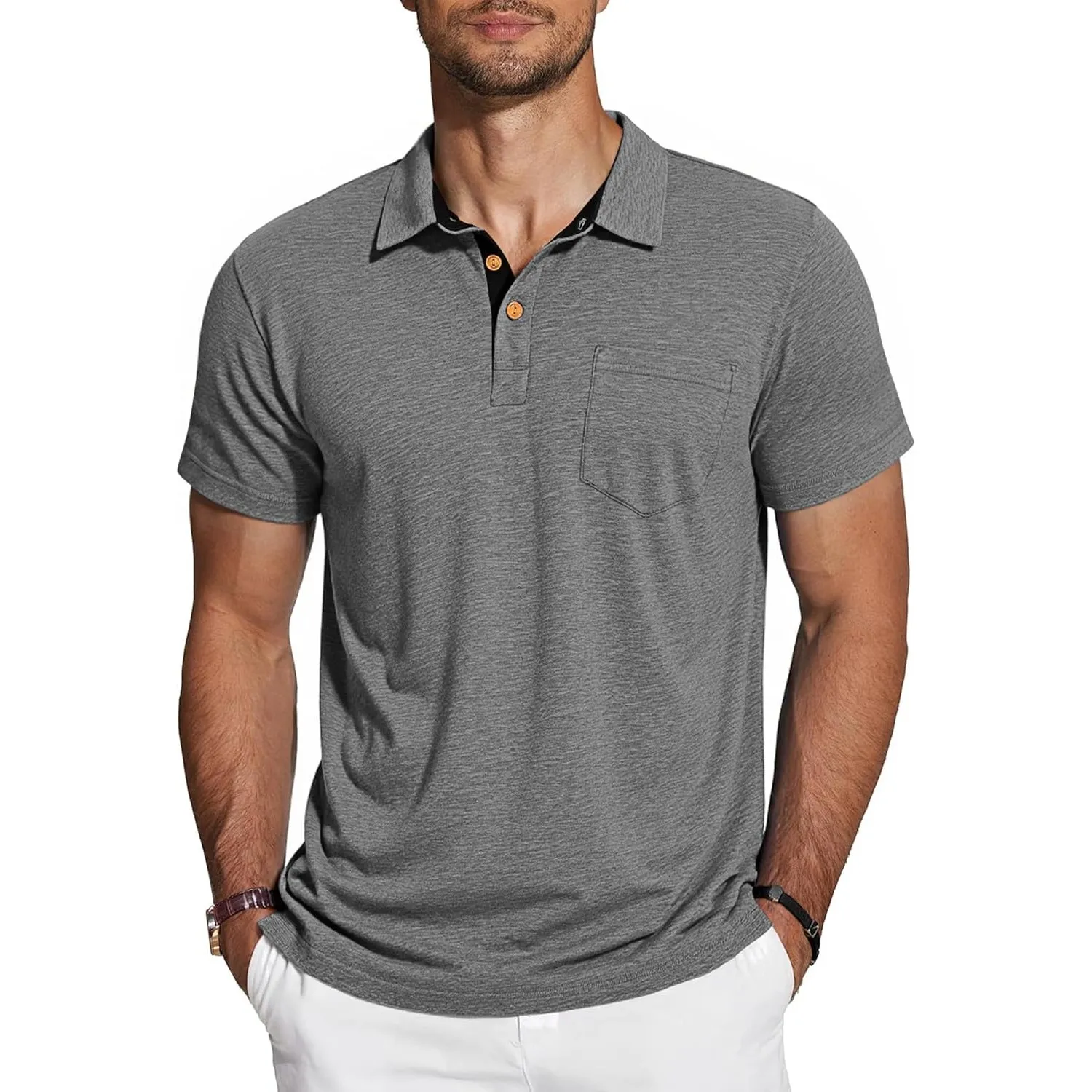 TARAINYA Poloshirt Herren Baumwolle Kurzarm Polo Shirts Männer Sommer mit Brusttasche M-4XL