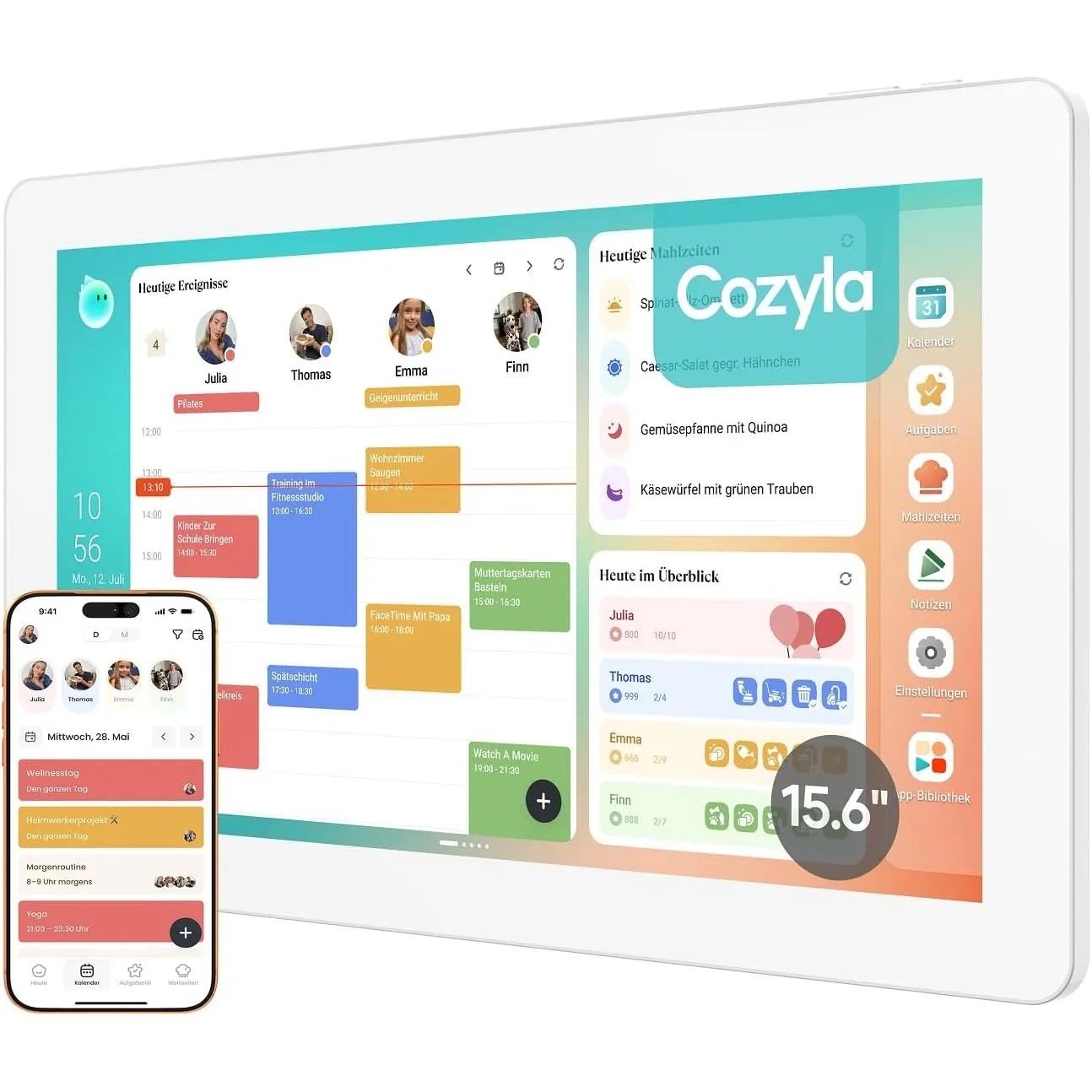 Cozyla Calendar Plus 2: 15,6" Digitaler Kalender mit Google Play Store | Anpassbares Dashboard, Sprachassistent, Touchs…
