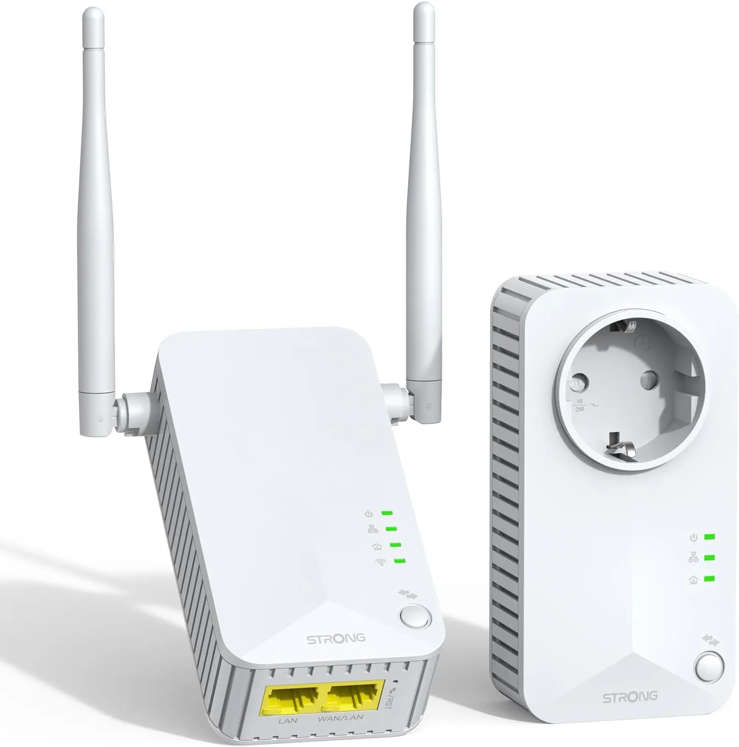 STRONG AV600 Powerline Adapter Set with Socket, WLAN 300 Mbit/s, HomePlug AV2 Powerline Internet Amplifier, Plug & Play…