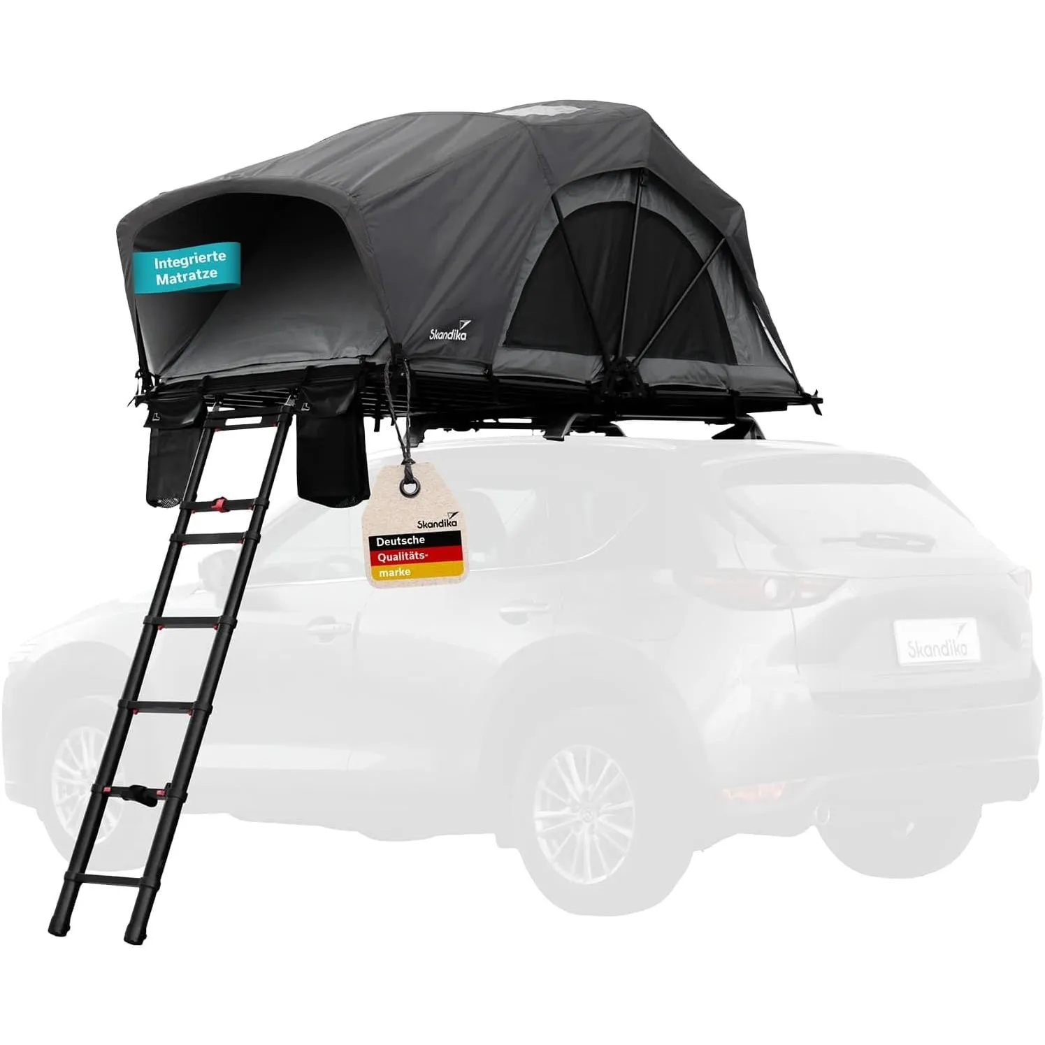 Skandika Dachzelt Skyland 214 x 130 Sleeper| Autodachzelt für 2 Personen, Autozelt mit Matratze, Schwarze Schlafkabine,…