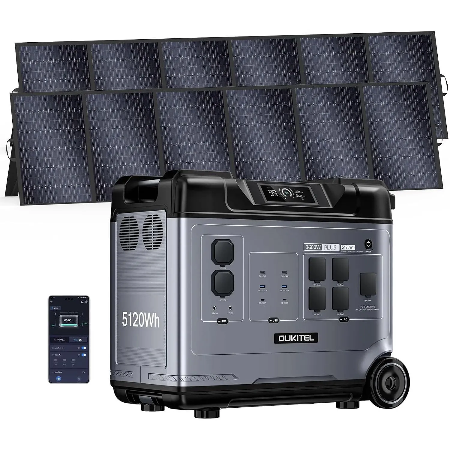 OUKITEL P5000 PLUS 3600W Tragbare Powerstation 5120Wh Solargenerator