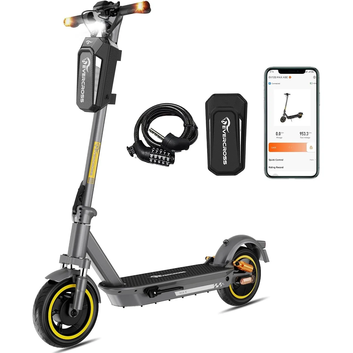 EVERCROSS EV10S MAX Elektroroller mit Straßenzulassung (ABE), Faltbarer E Scooter für Erwachsene - mit APP, 500W Motor,…
