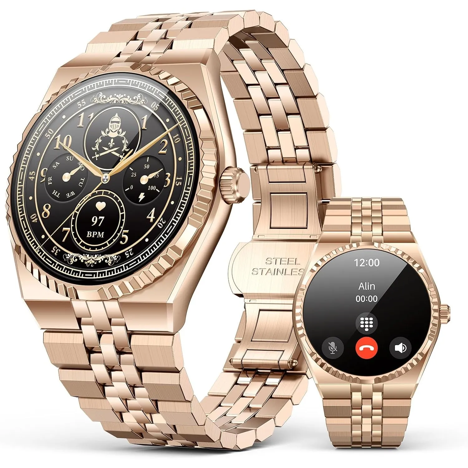 2026 Business-Smartwatch, 1,32" AMOLED Display, Edelstahlarmband, über 160 Sportmodi, Fitnessuhr mit Herzfrequenz-, SpO…